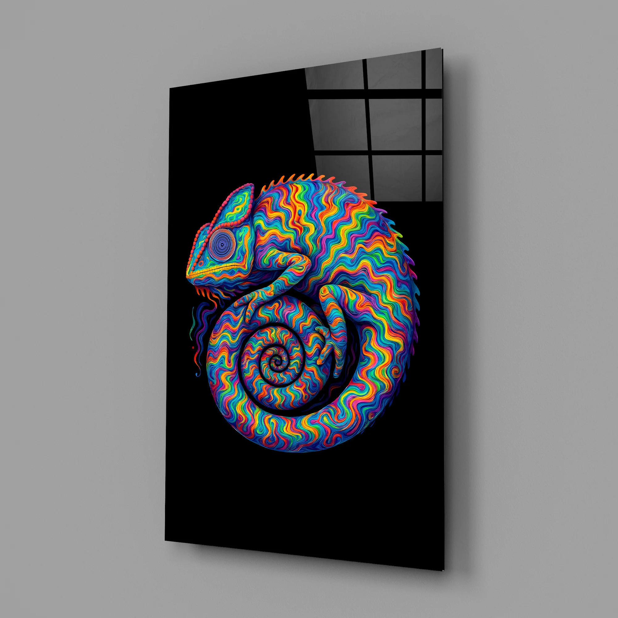 Psychedelic Chameleon Glass Wall Art - Image 2