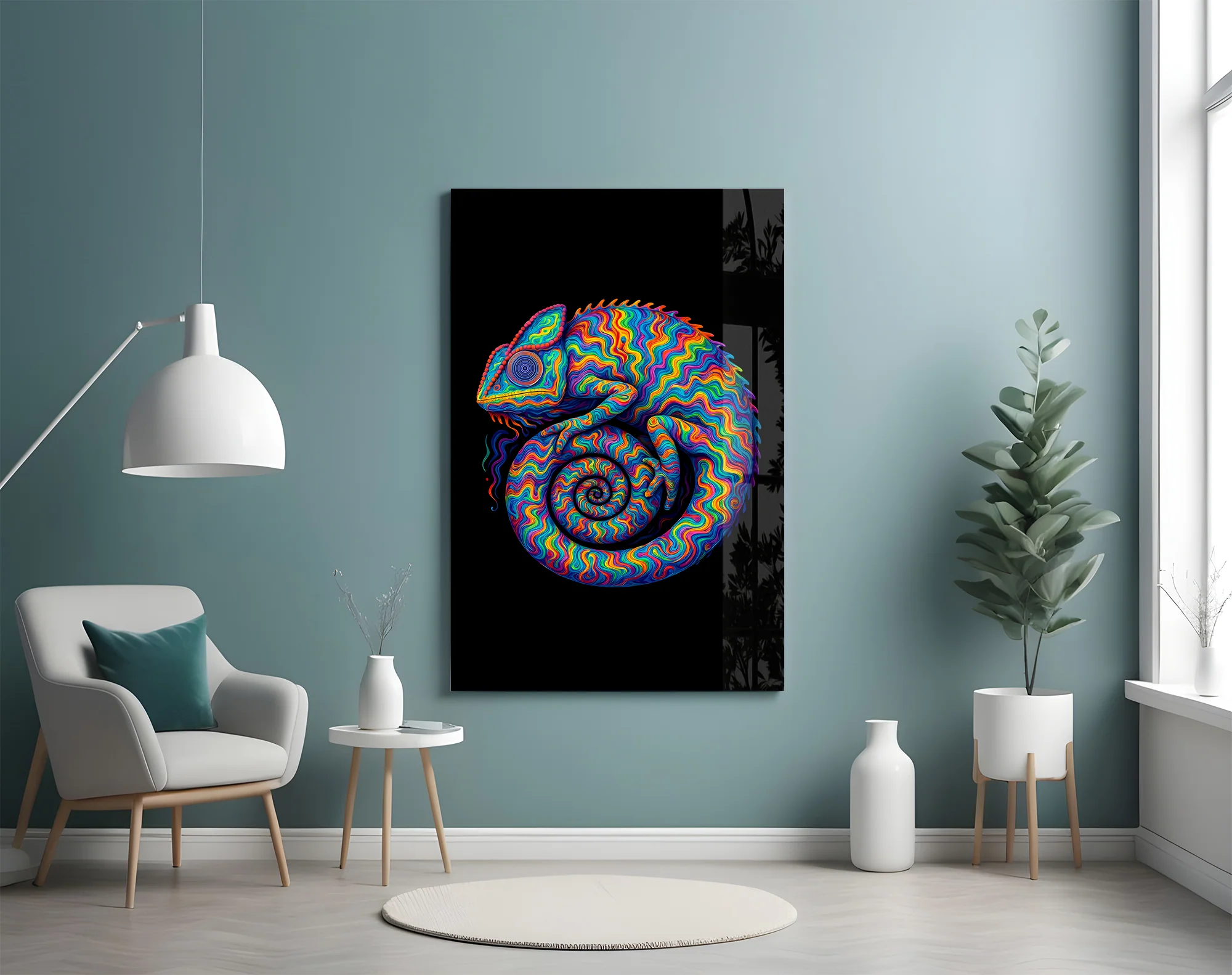 Psychedelic Chameleon Glass Wall Art - Image 4