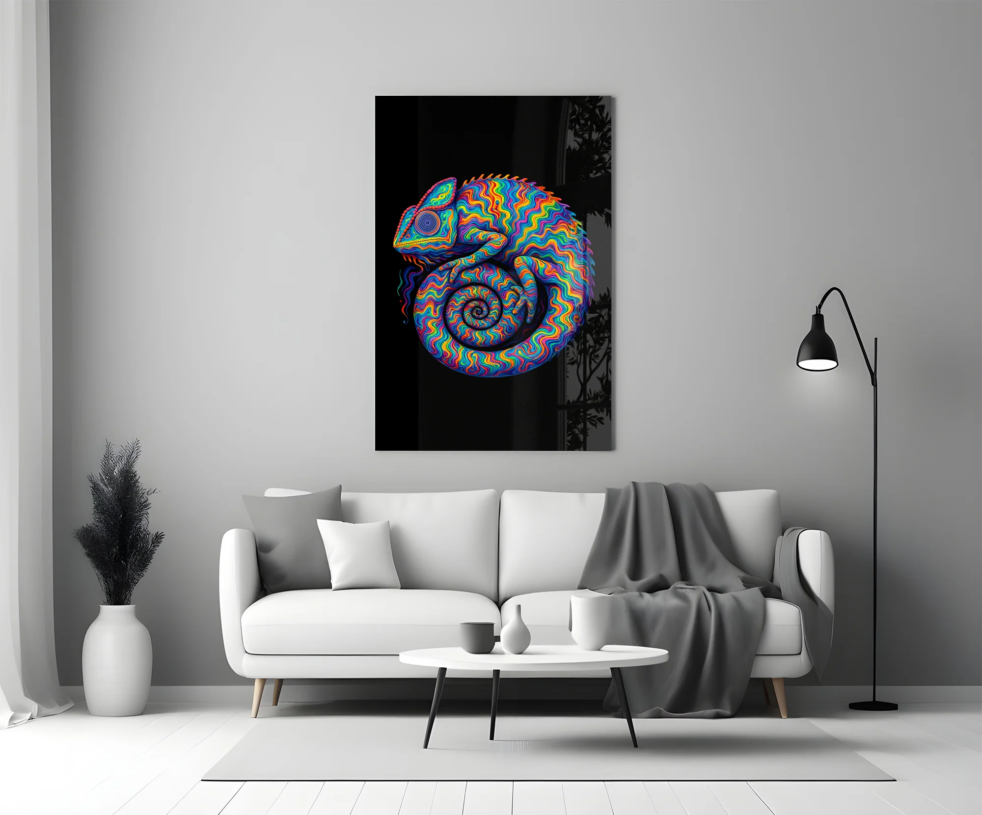 Psychedelic Chameleon Glass Wall Art - Image 5