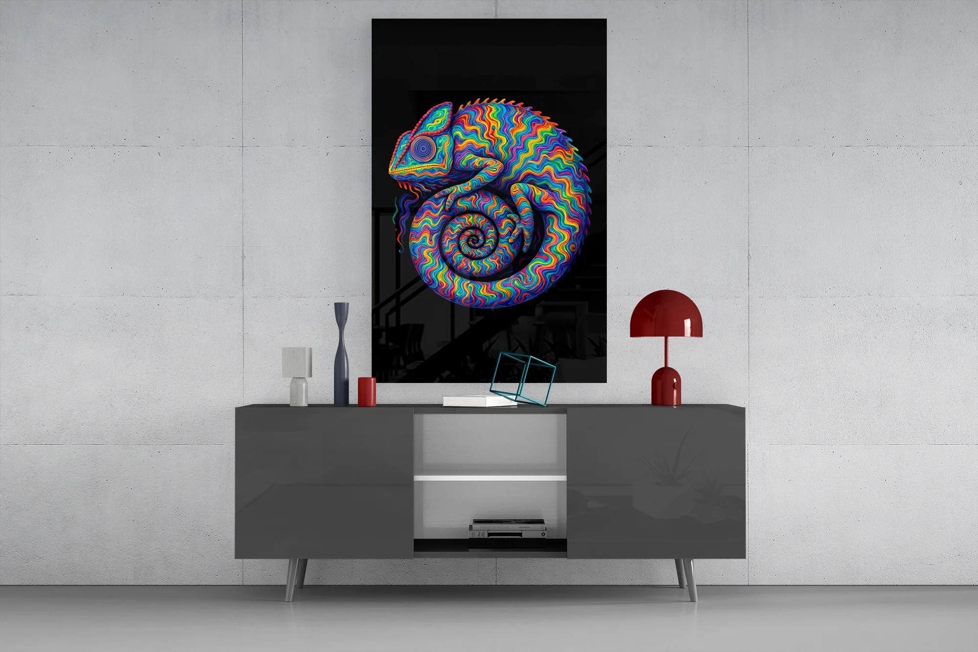 Psychedelic Chameleon Glass Wall Art - Image 8
