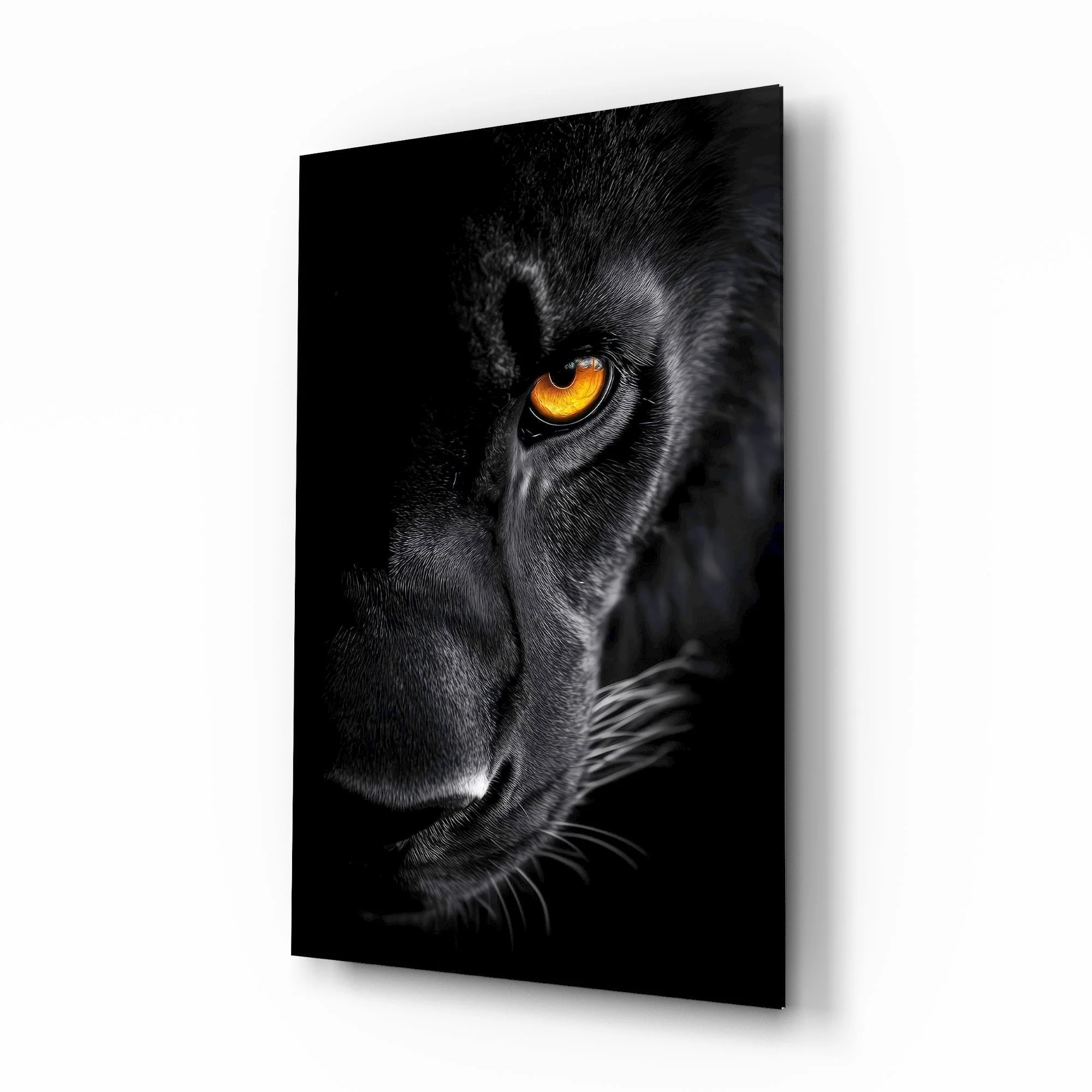 Striking Lion Portrait Glass Wall Art