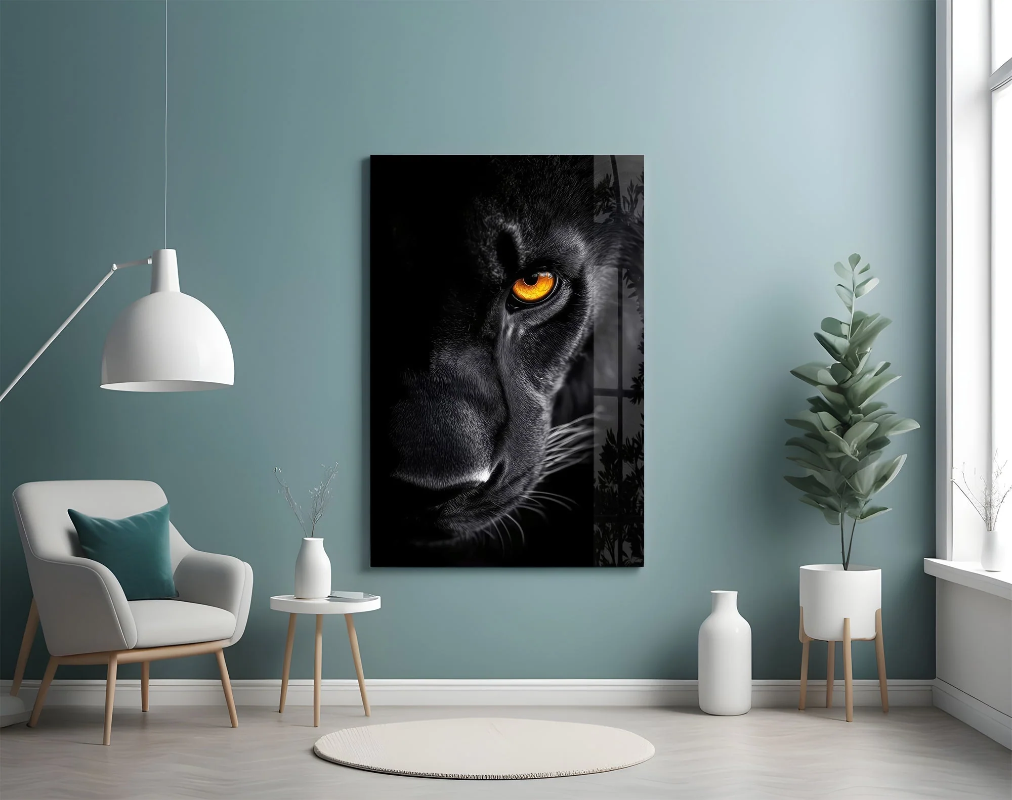 Striking Lion Portrait Glass Wall Art - Image 4