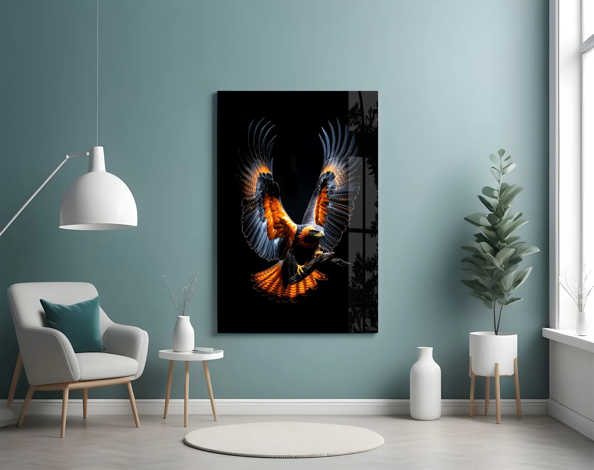 Eagle in Flight Glass Wall Art - Image 4