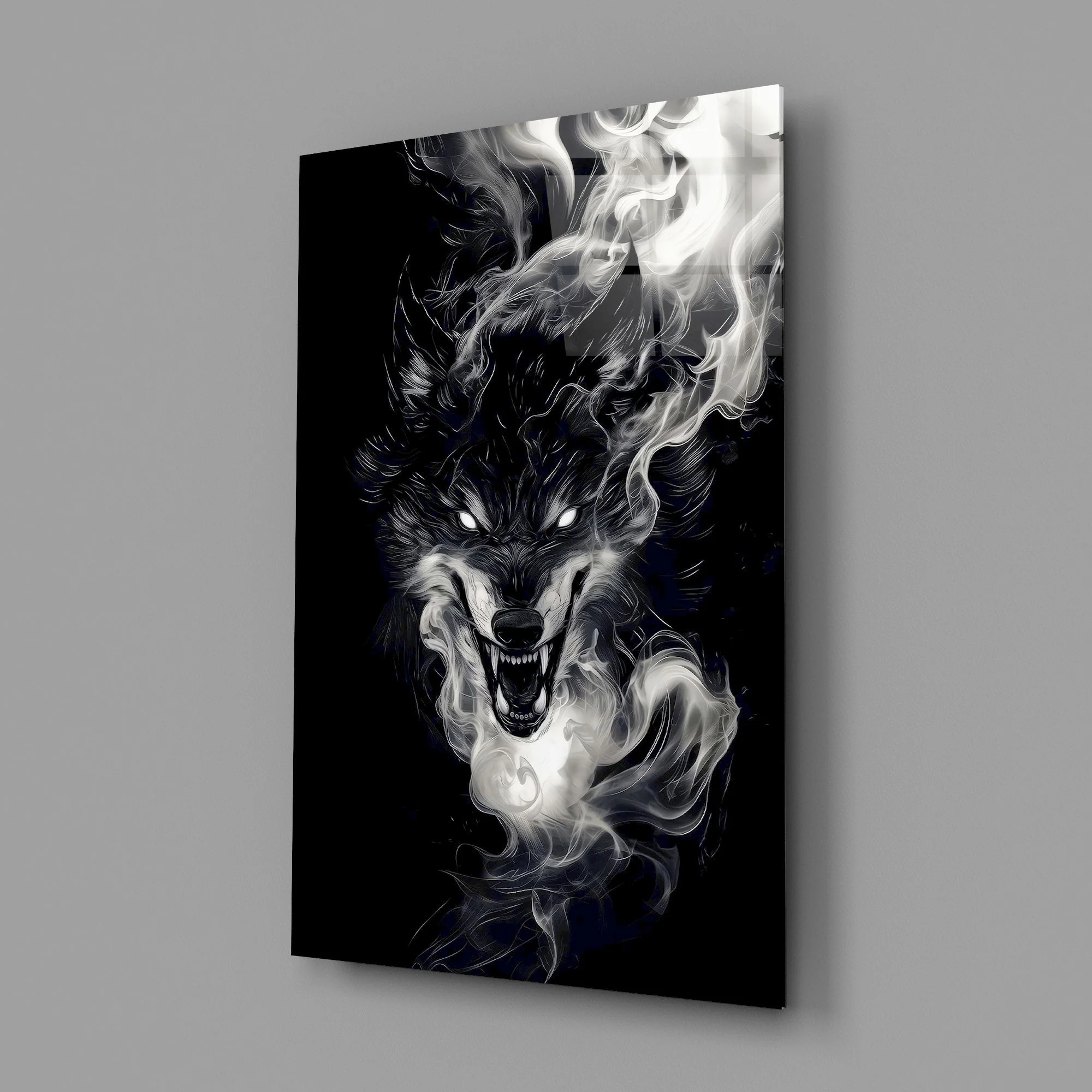 Wolf and Smoke Glass Wall Art - Image 2