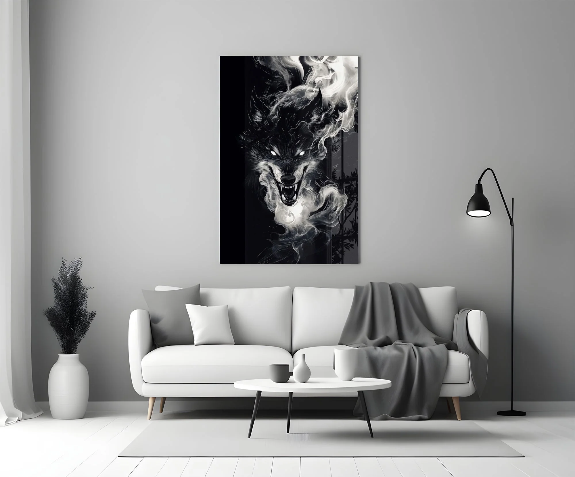 Wolf and Smoke Glass Wall Art - Image 5