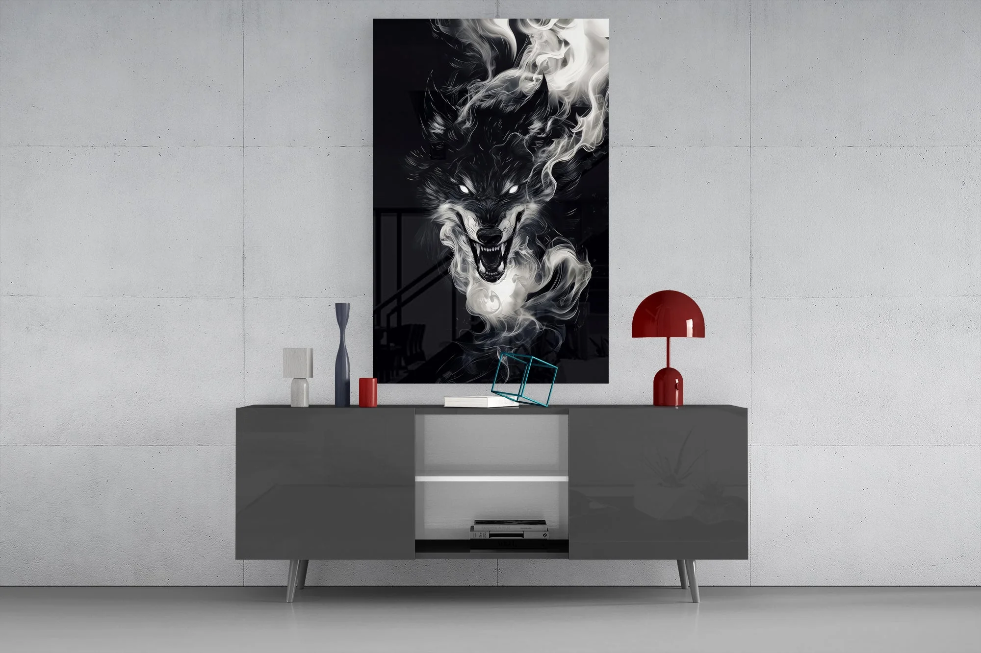 Wolf and Smoke Glass Wall Art - Image 8