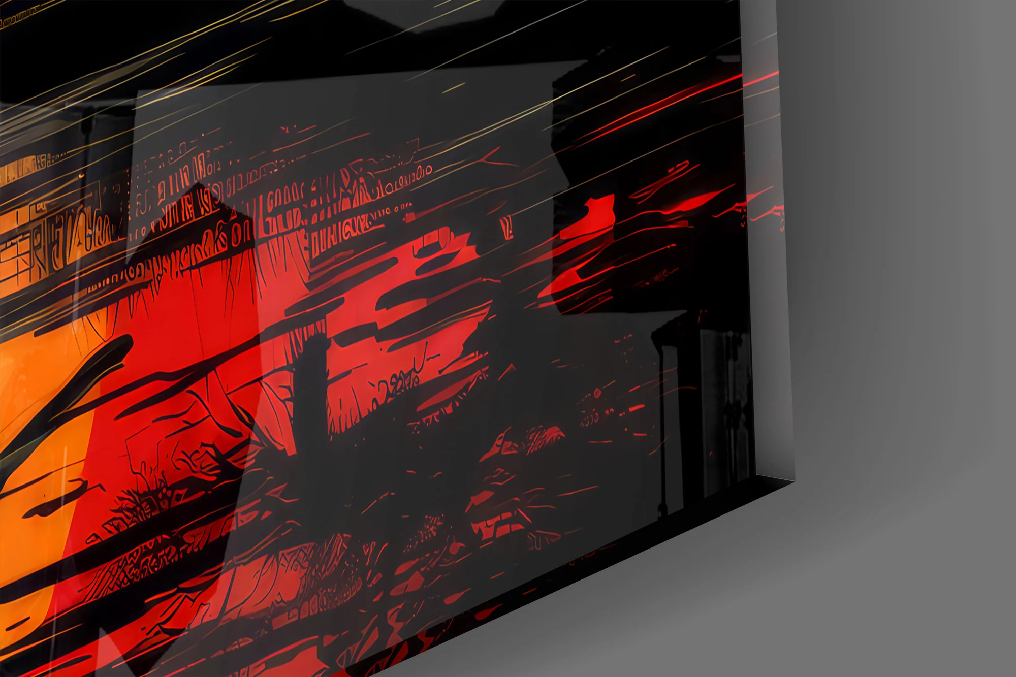 Silhouette Samurai Sunset Glass Wall Art - Image 3