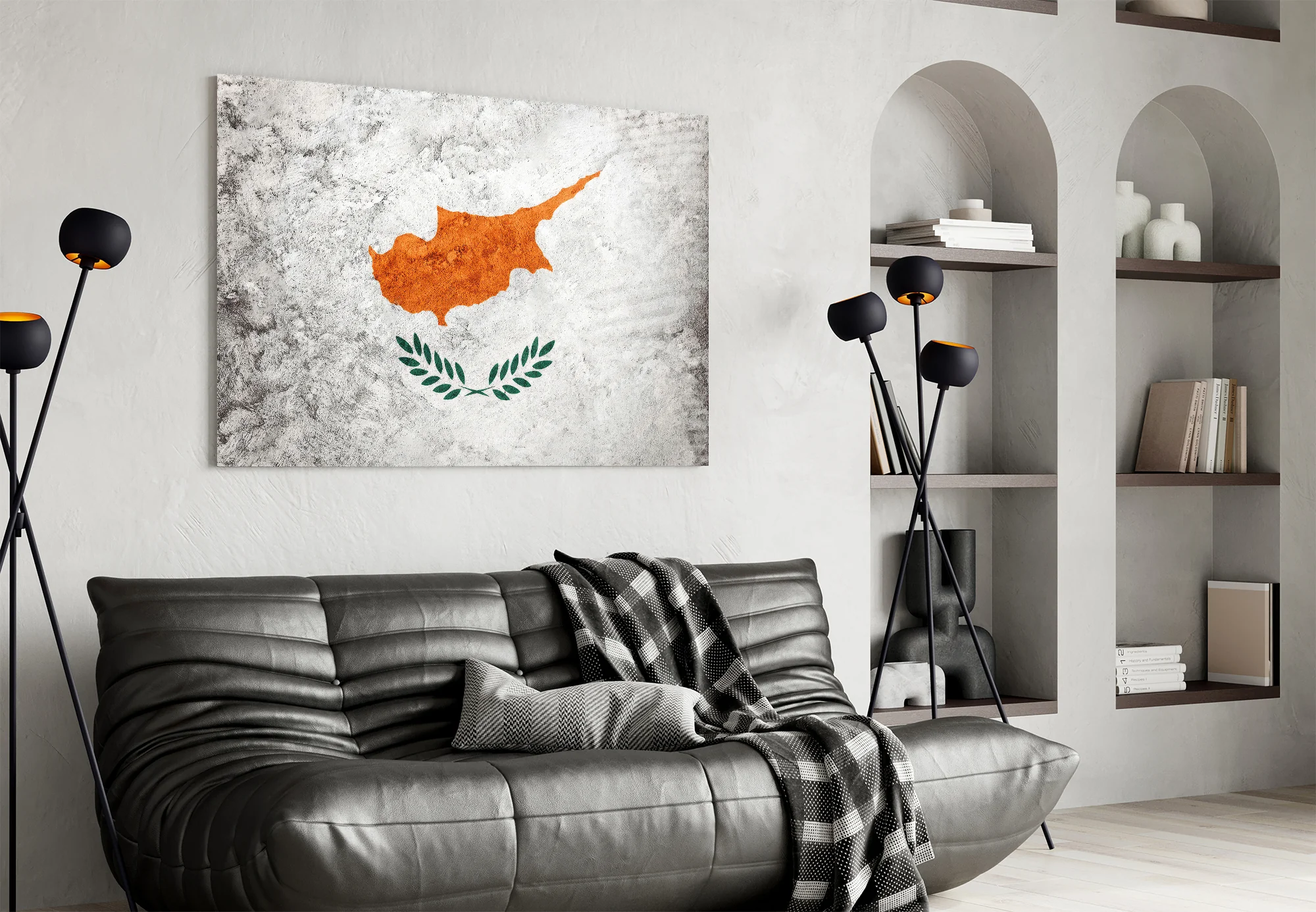 Cyprus Flag on Textured Stone Glass Wall Art - Image 4