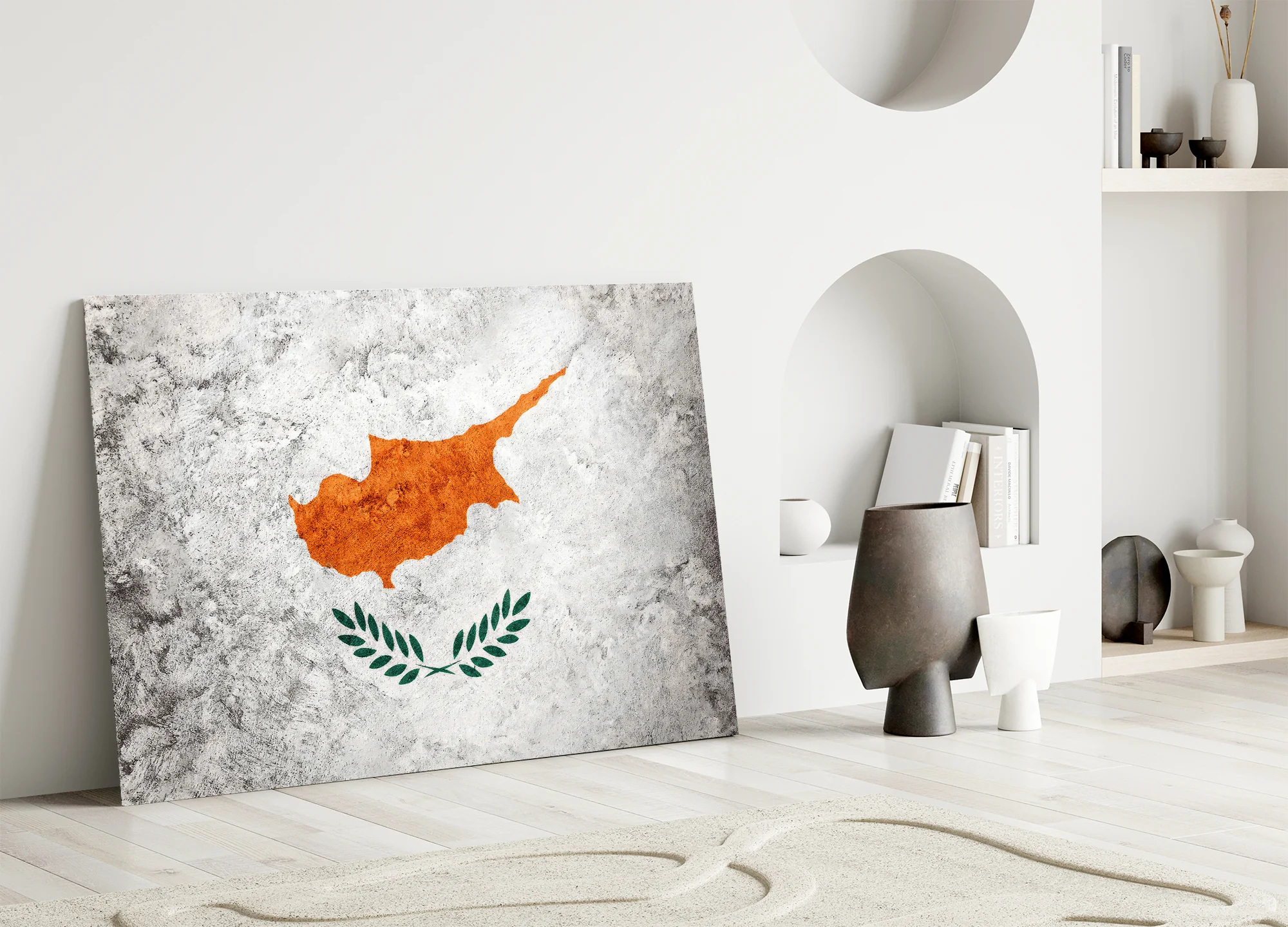Cyprus Flag on Textured Stone Glass Wall Art - Image 5