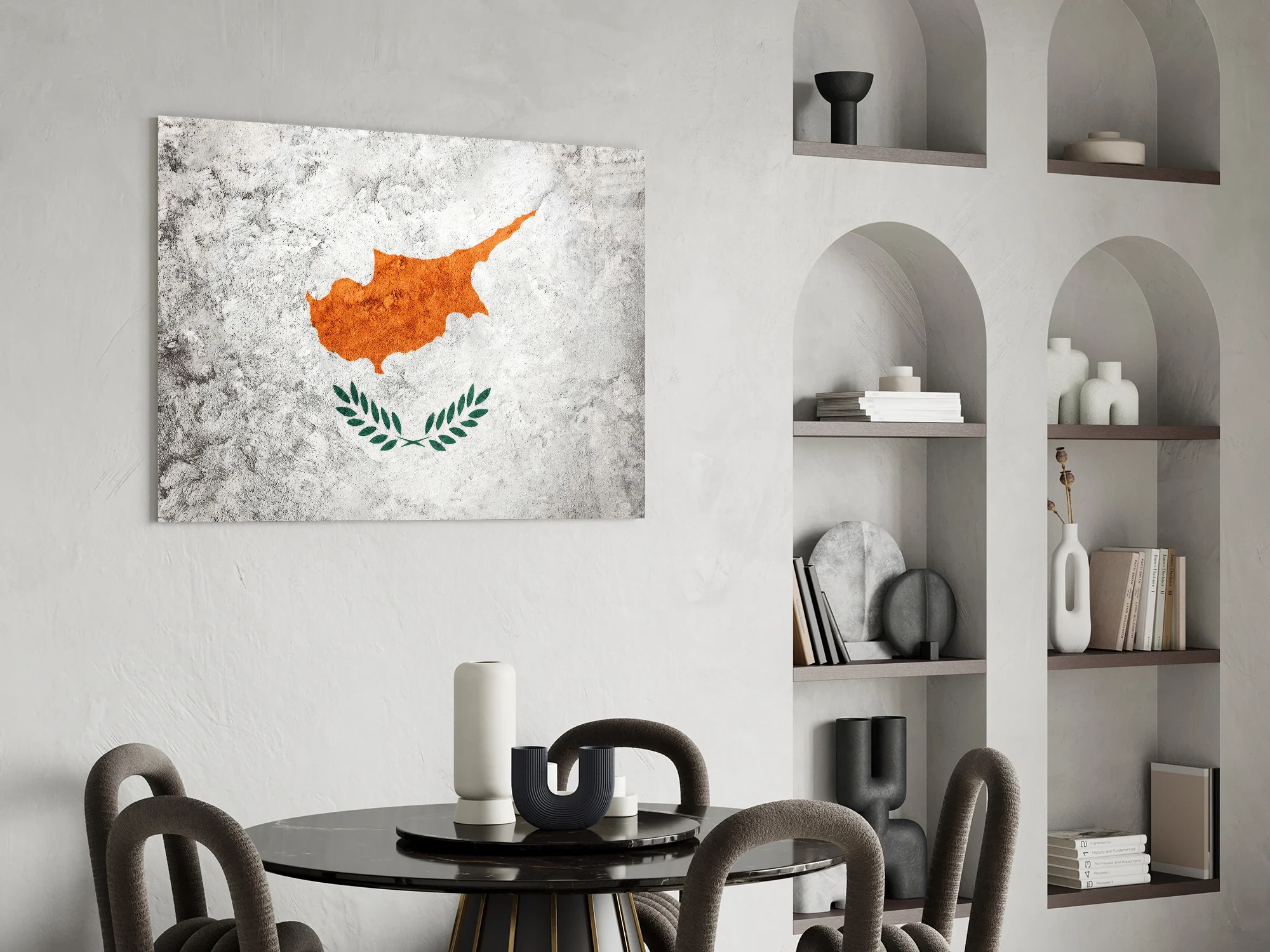 Cyprus Flag on Textured Stone Glass Wall Art - Image 6
