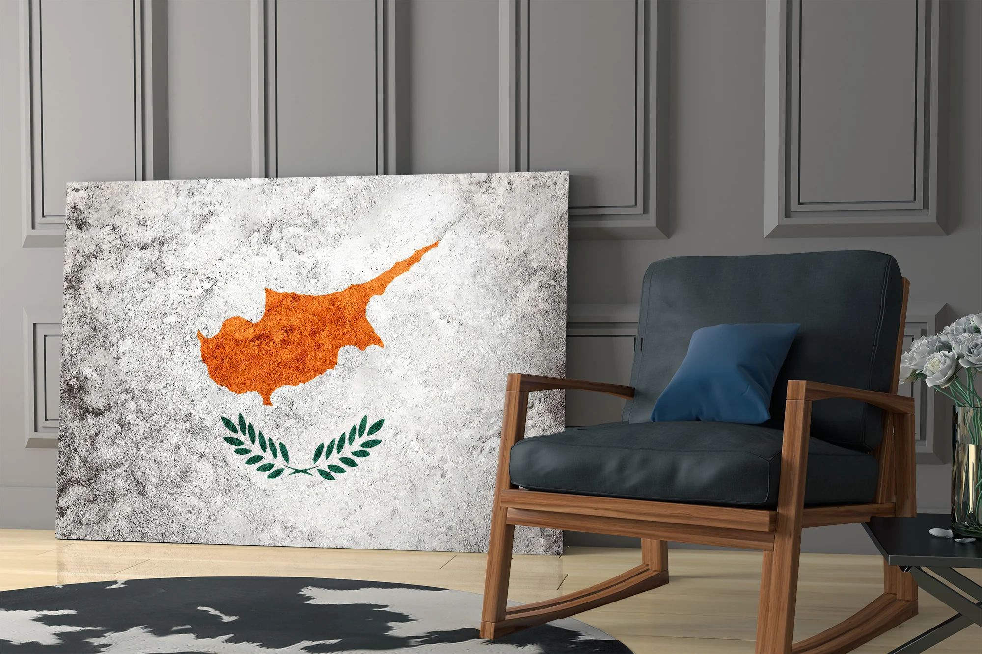 Cyprus Flag on Textured Stone Glass Wall Art - Image 7