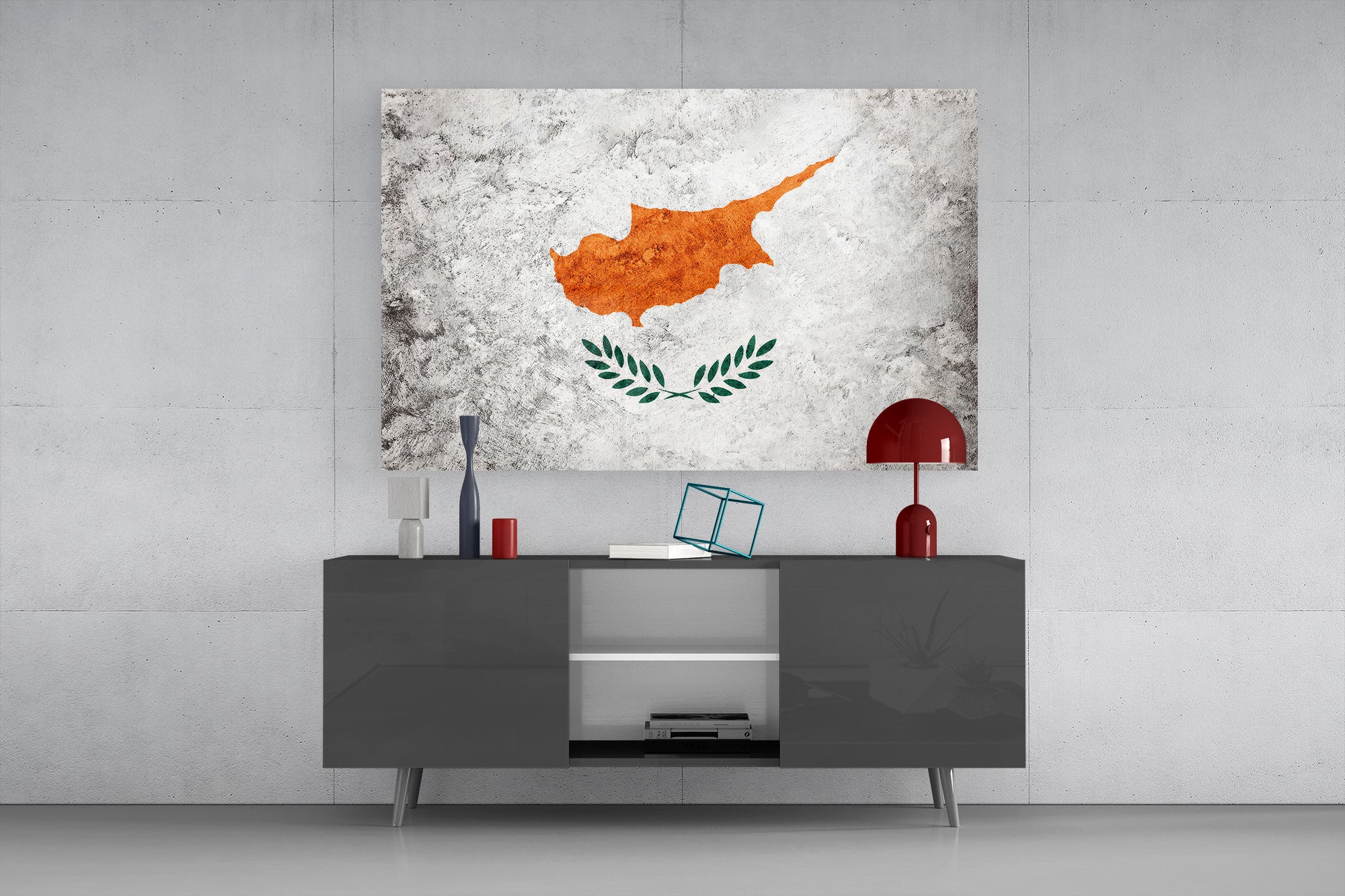 Cyprus Flag on Textured Stone Glass Wall Art - Image 8