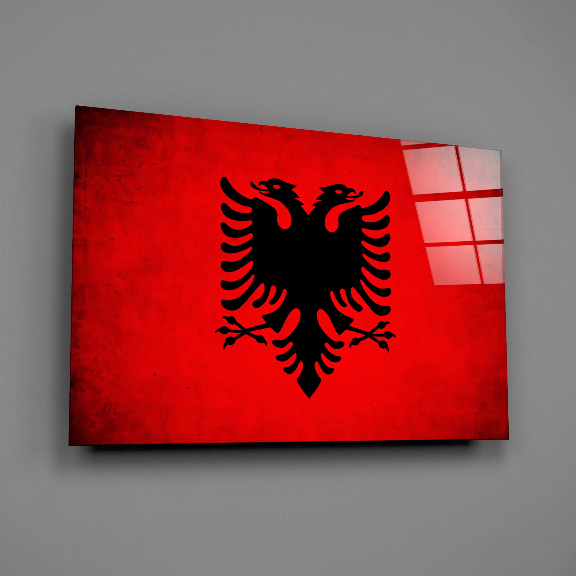 Albanian Eagle on Red Glass Wall Art - Image 2