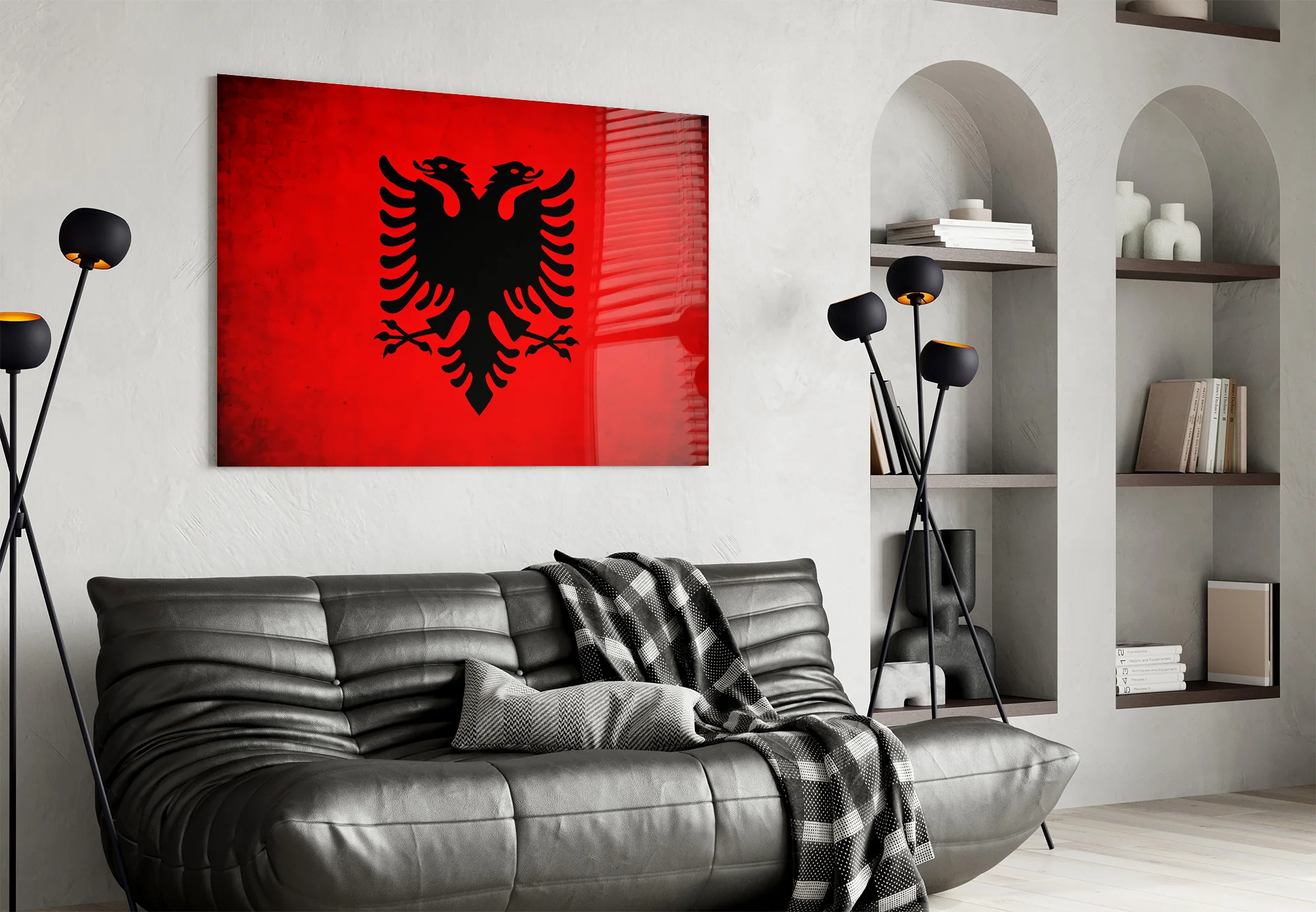 Albanian Eagle on Red Glass Wall Art - Image 4