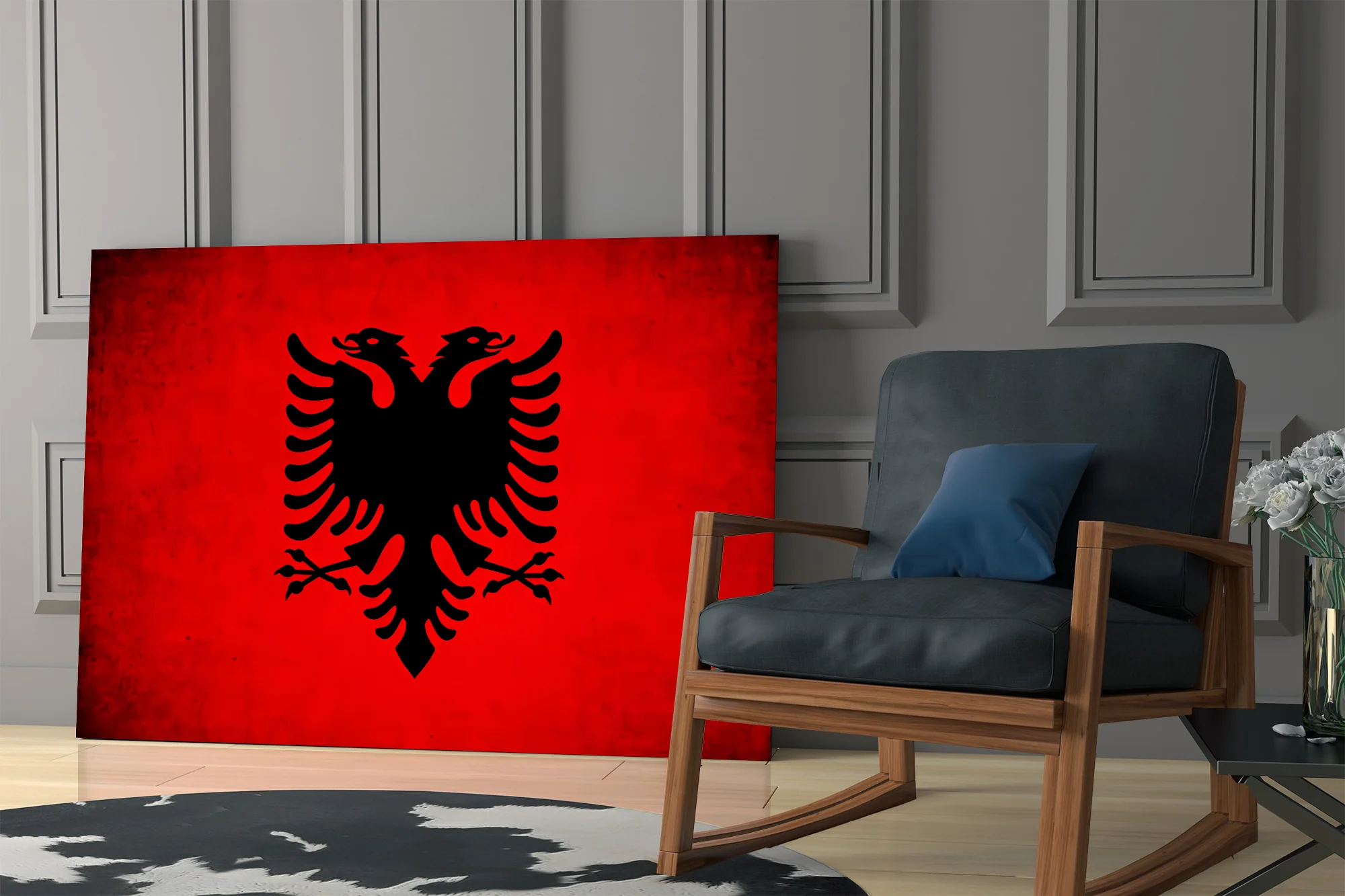 Albanian Eagle on Red Glass Wall Art - Image 7