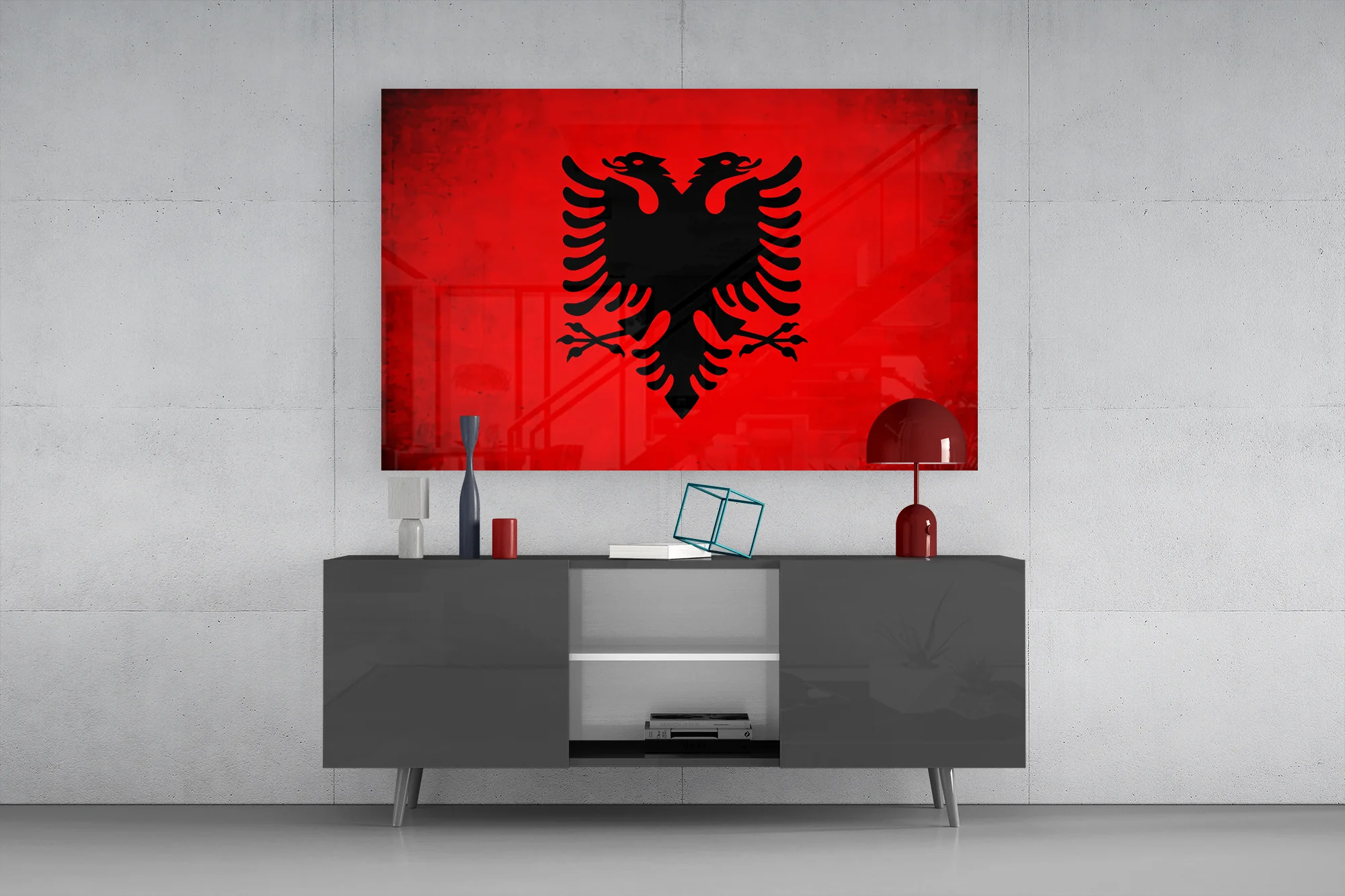 Albanian Eagle on Red Glass Wall Art - Image 8