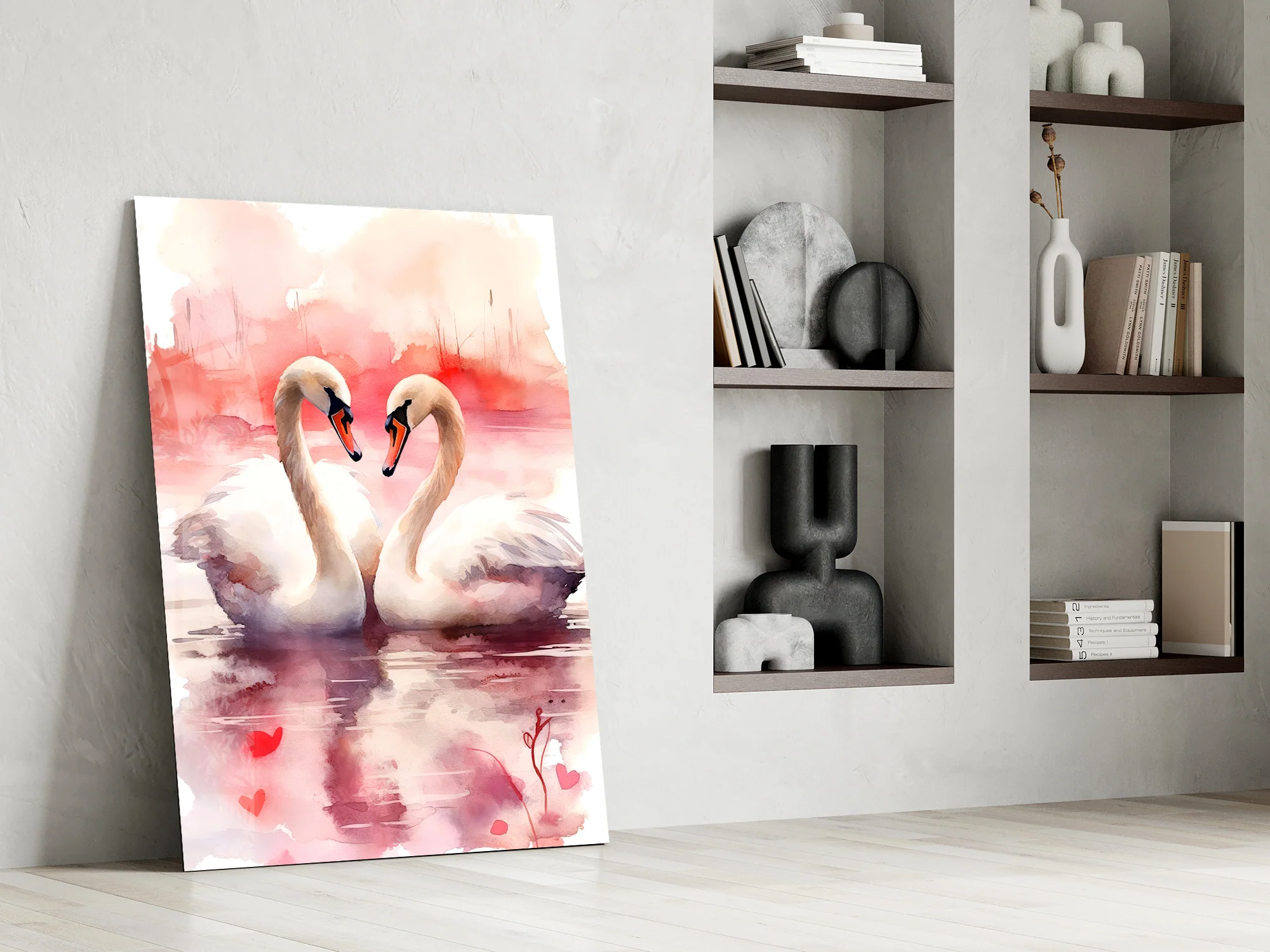 Elegant Swans in Love Glass Wall Art - Image 7