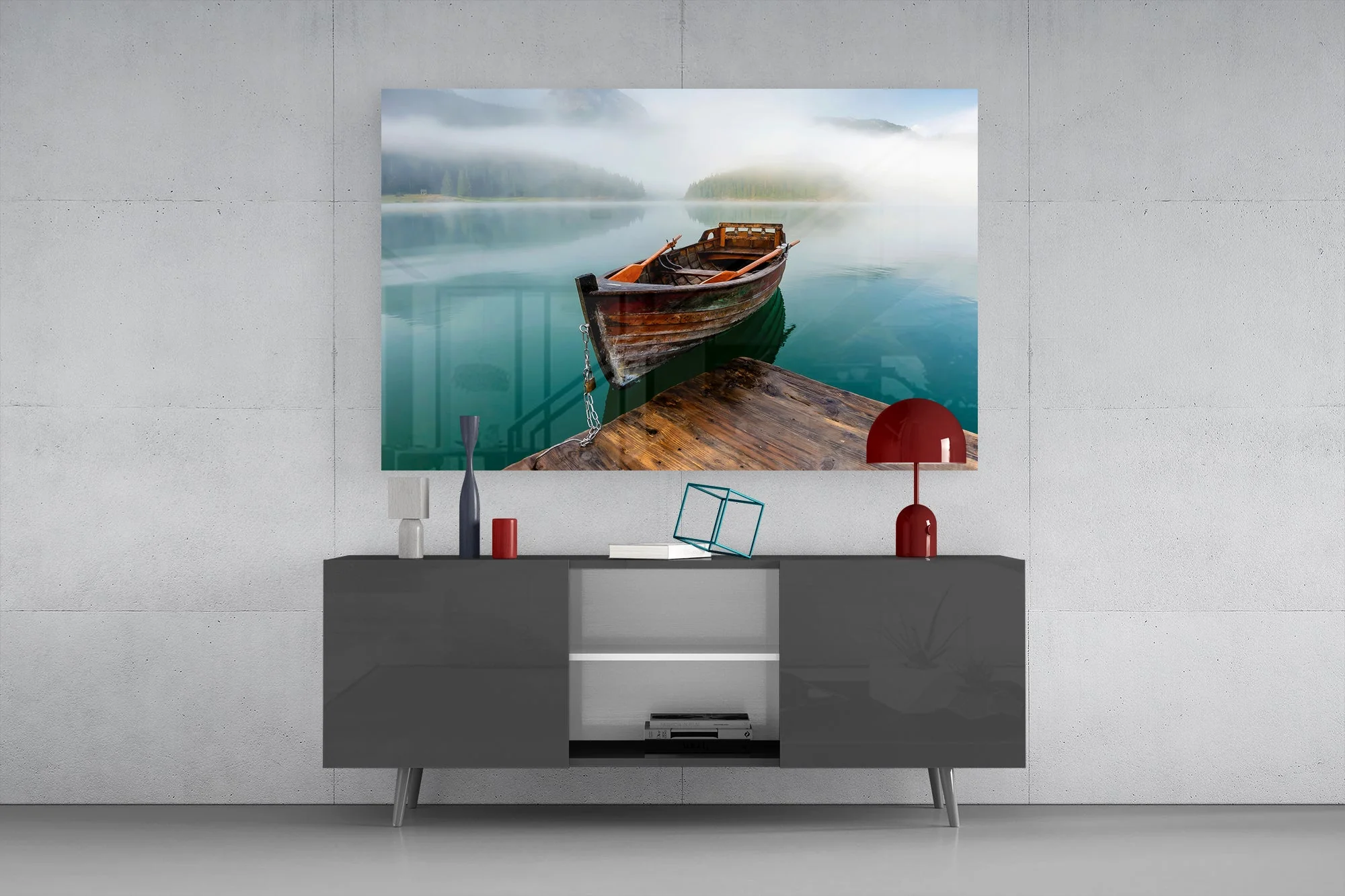 Misty Lake Solitude Glass Wall Art - Image 8