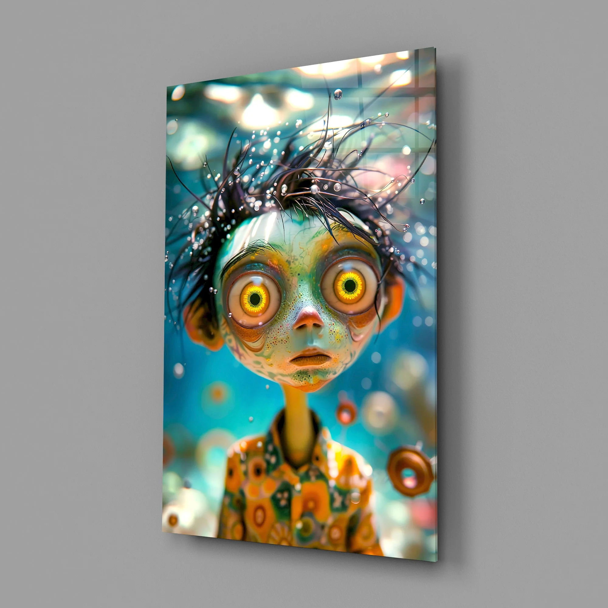 Surreal Wide-Eyed Sprite Glass Wall Art - Image 2