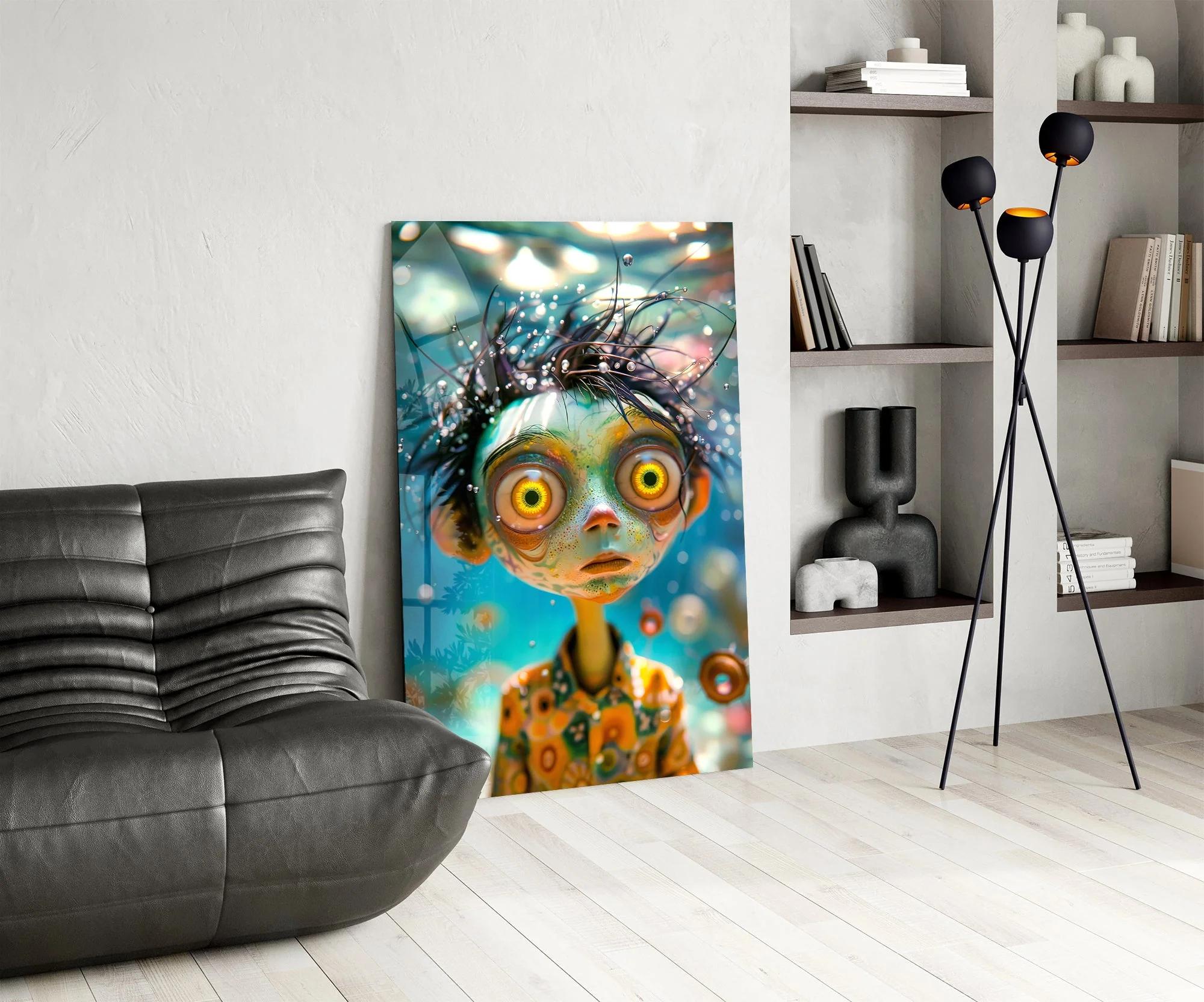 Surreal Wide-Eyed Sprite Glass Wall Art - Image 6
