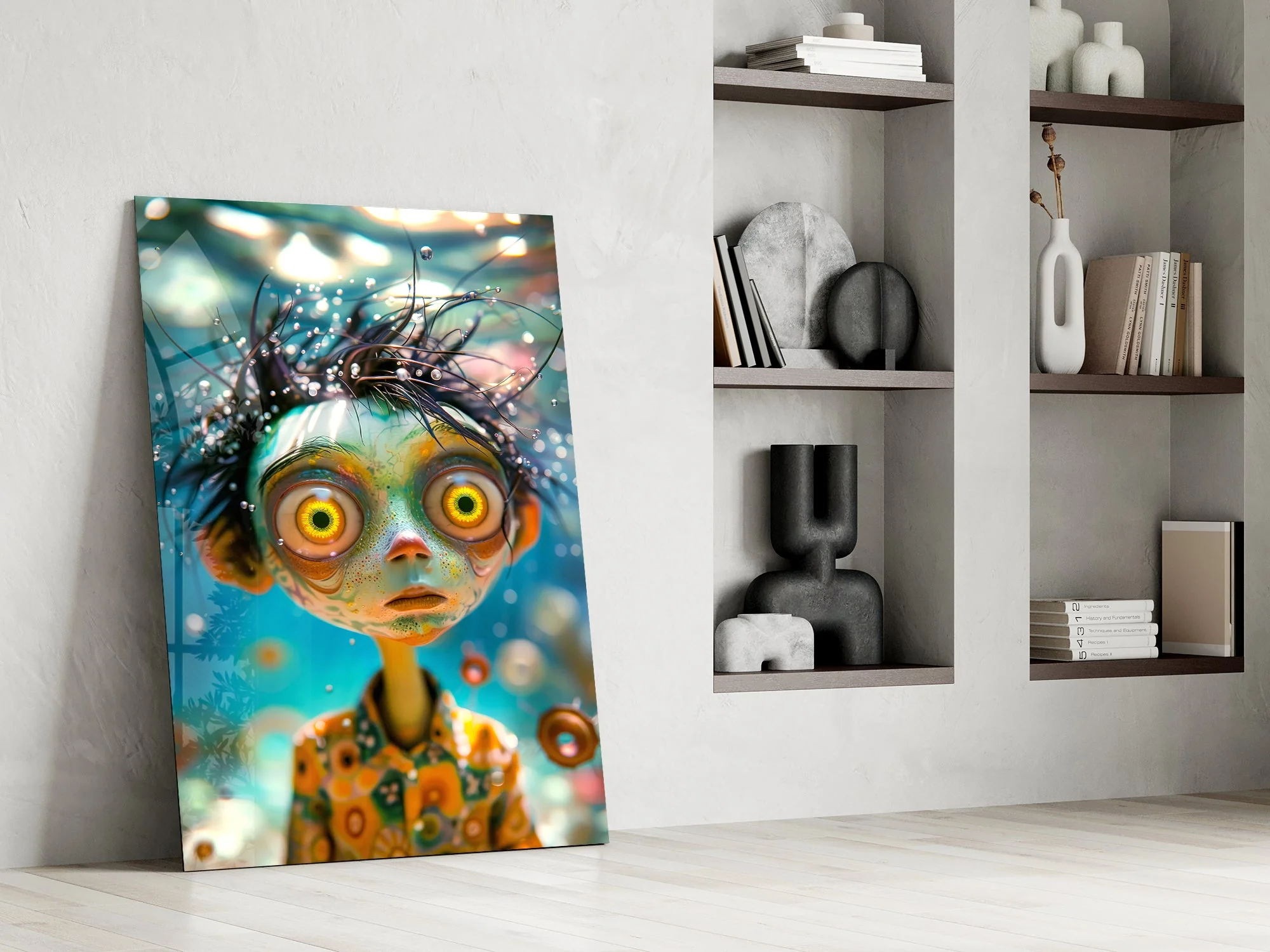 Surreal Wide-Eyed Sprite Glass Wall Art - Image 7
