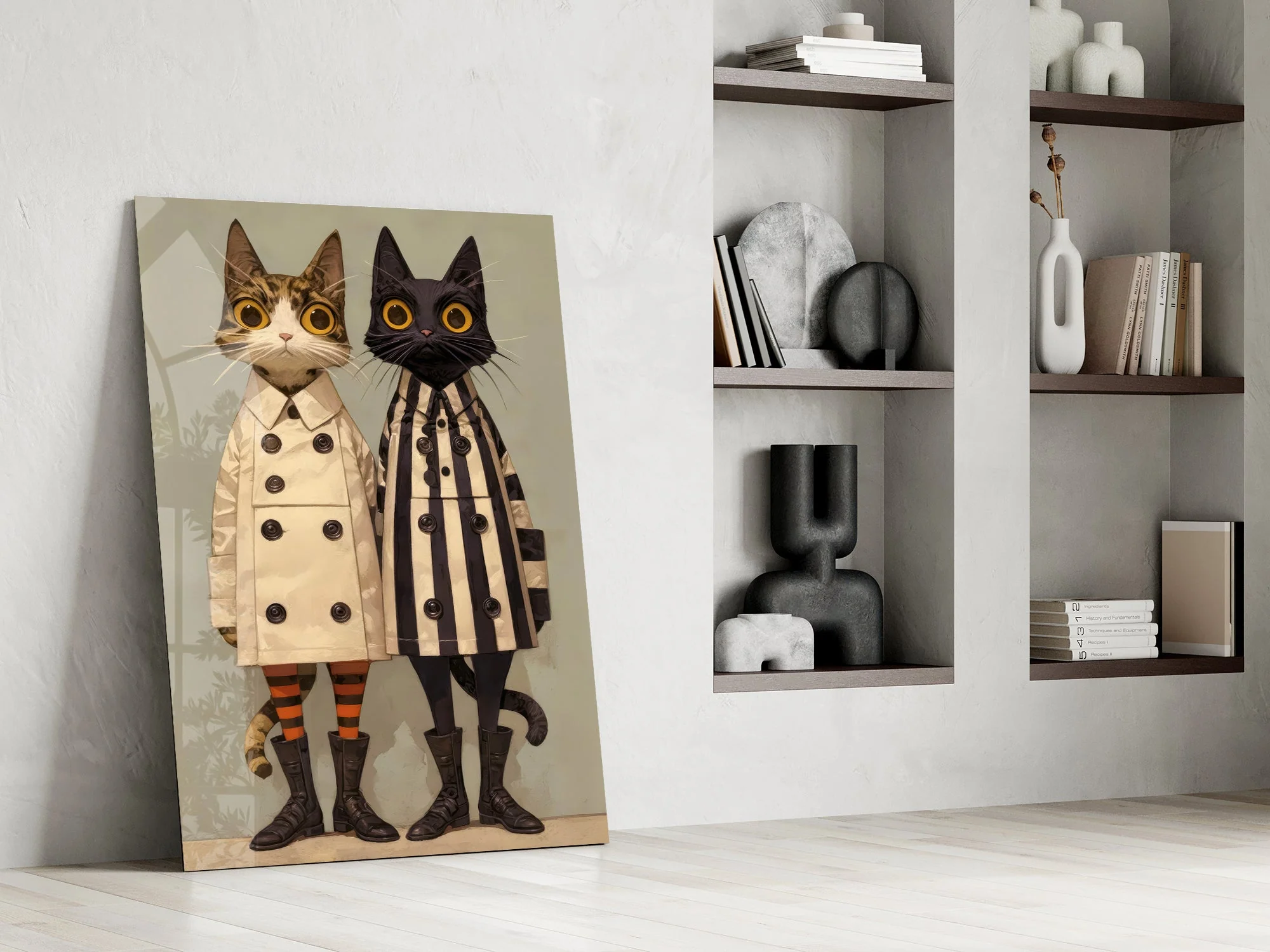 Whimsical Feline Duo Glass Wall Art - Image 7