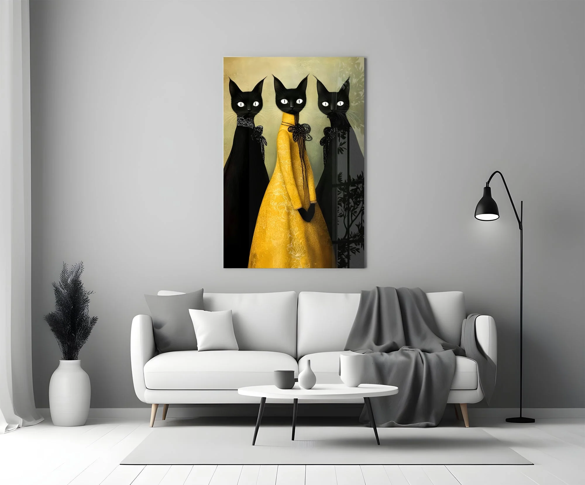 The Golden Feline Trio Glass Wall Art - Image 5