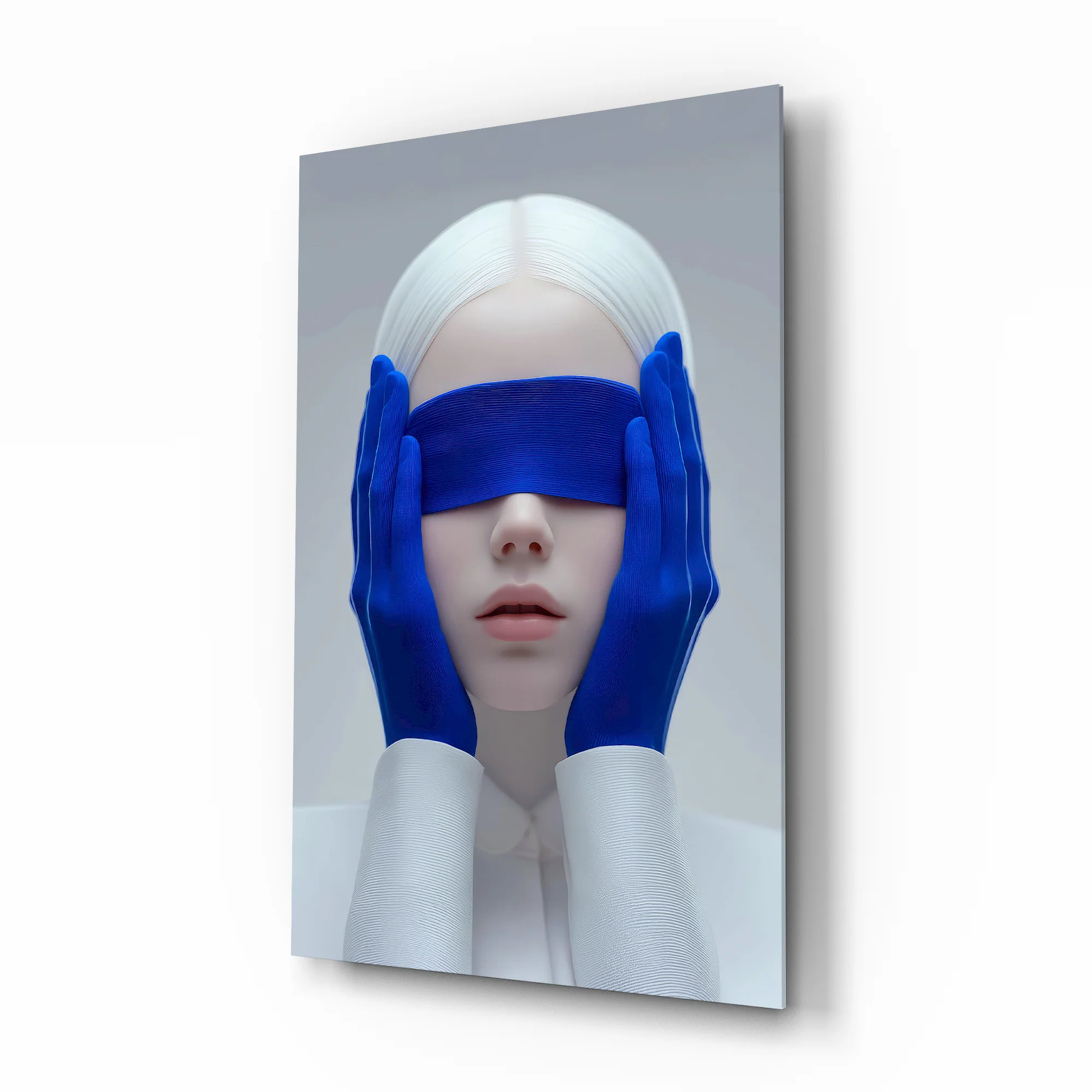 Blindfolded Serenity Glass Wall Art