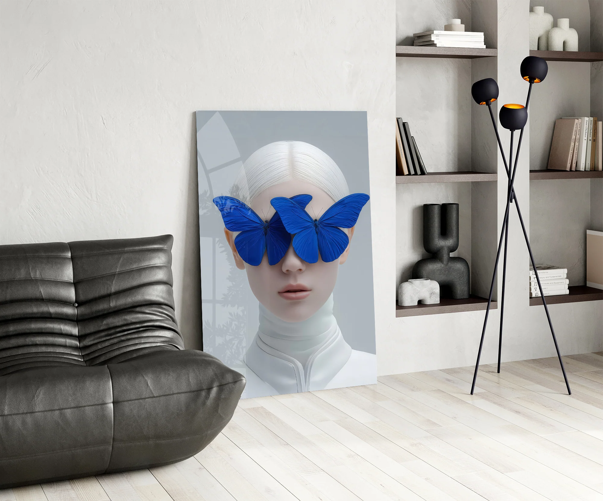 Blue Butterfly Vision Glass Wall Art - Image 6