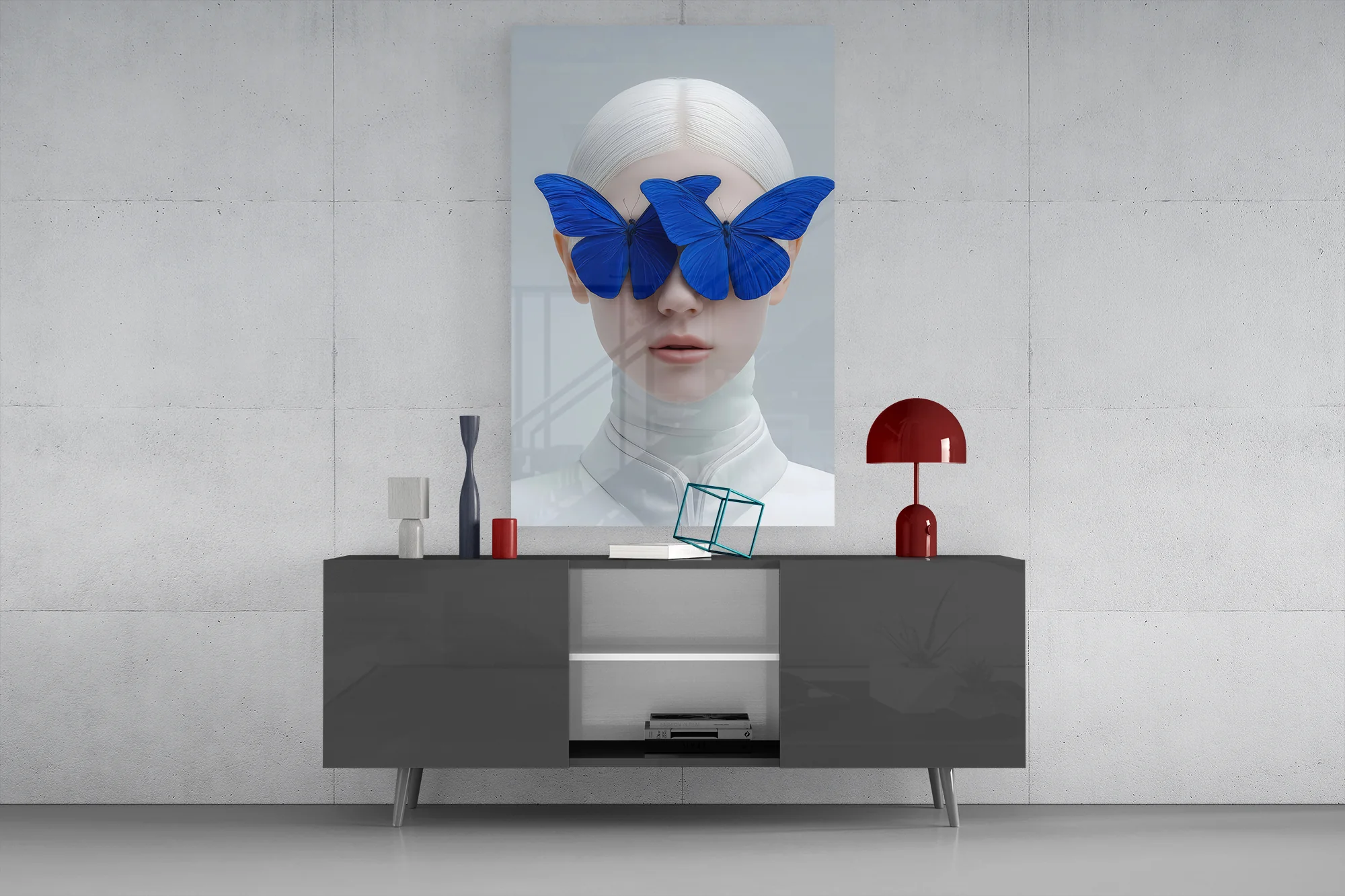 Blue Butterfly Vision Glass Wall Art - Image 8