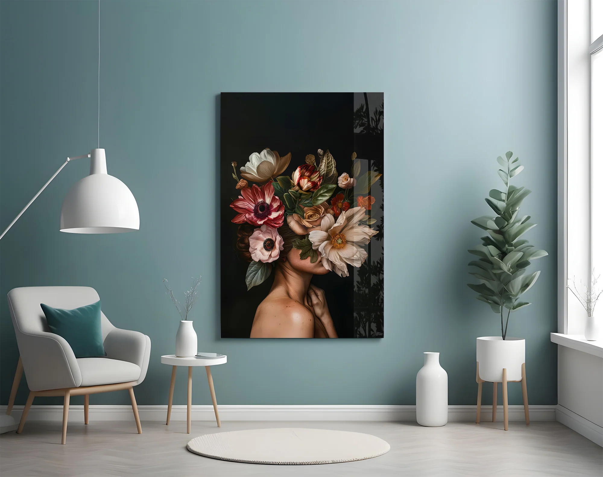 Floral Portrait Glass Wall Art - Image 4