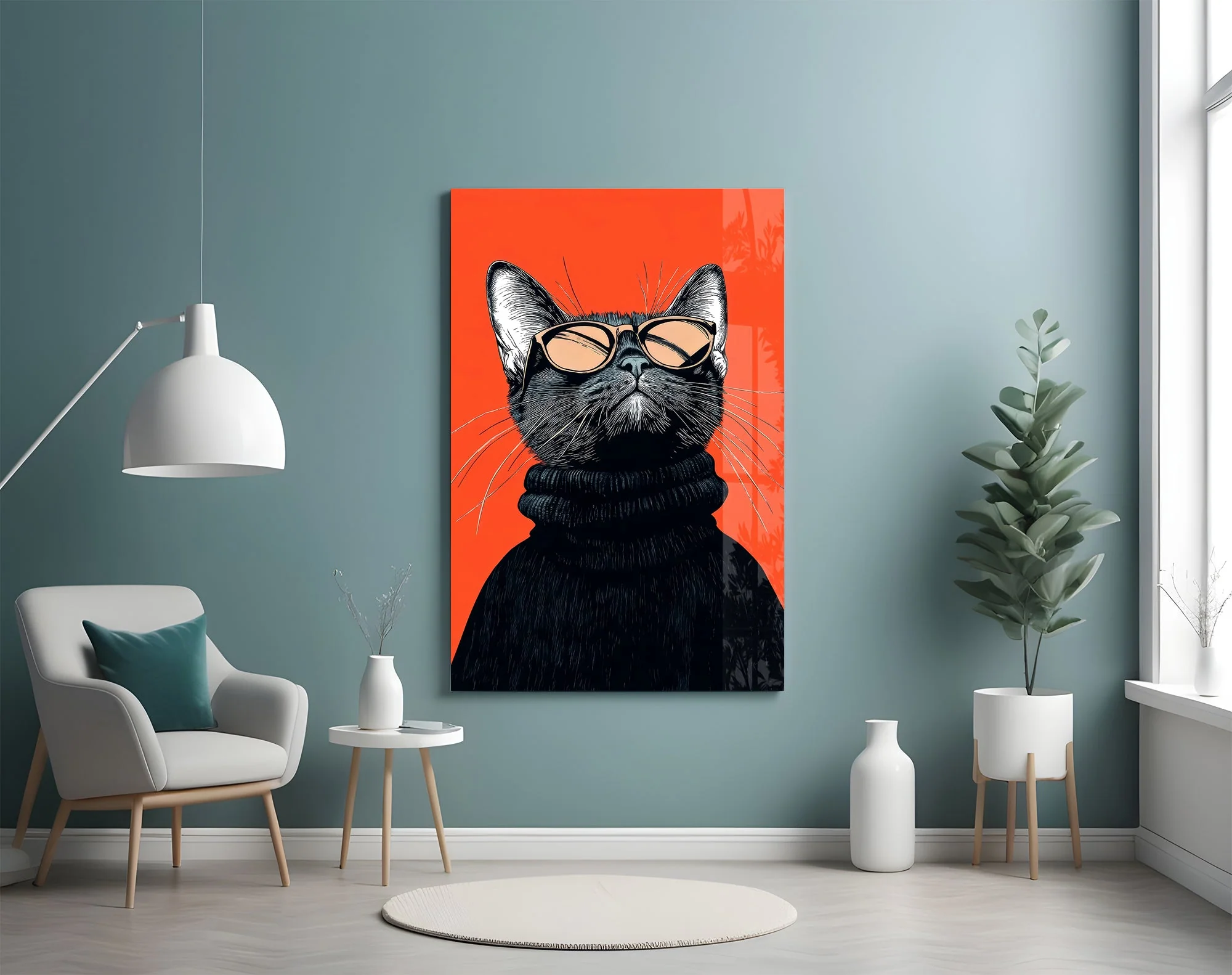 Sophisticated Cool Cat Glass Wall Art - Image 4