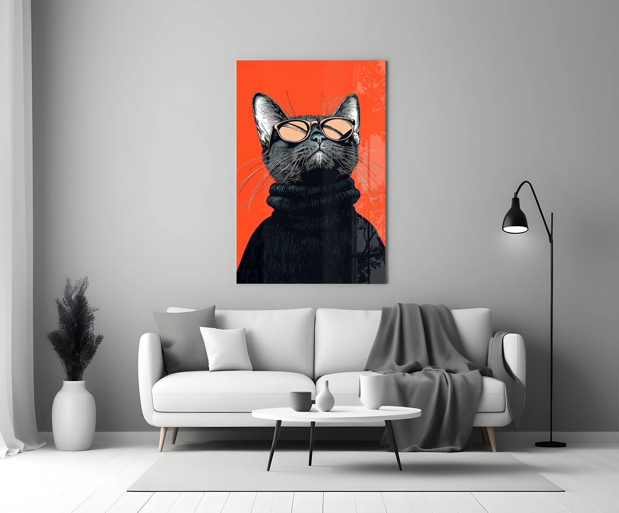 Sophisticated Cool Cat Glass Wall Art - Image 5