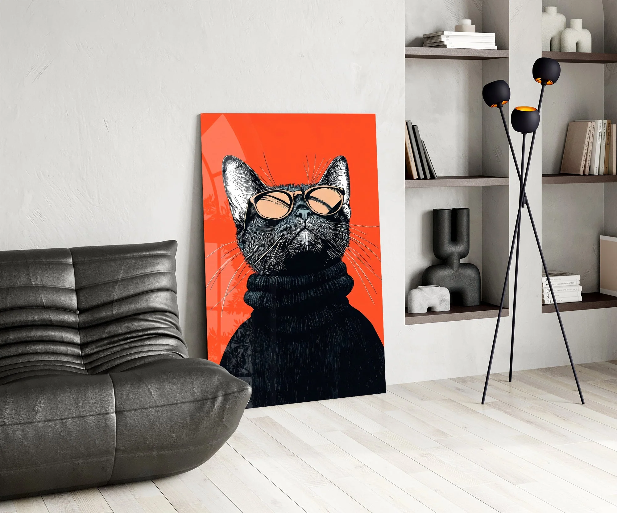Sophisticated Cool Cat Glass Wall Art - Image 6