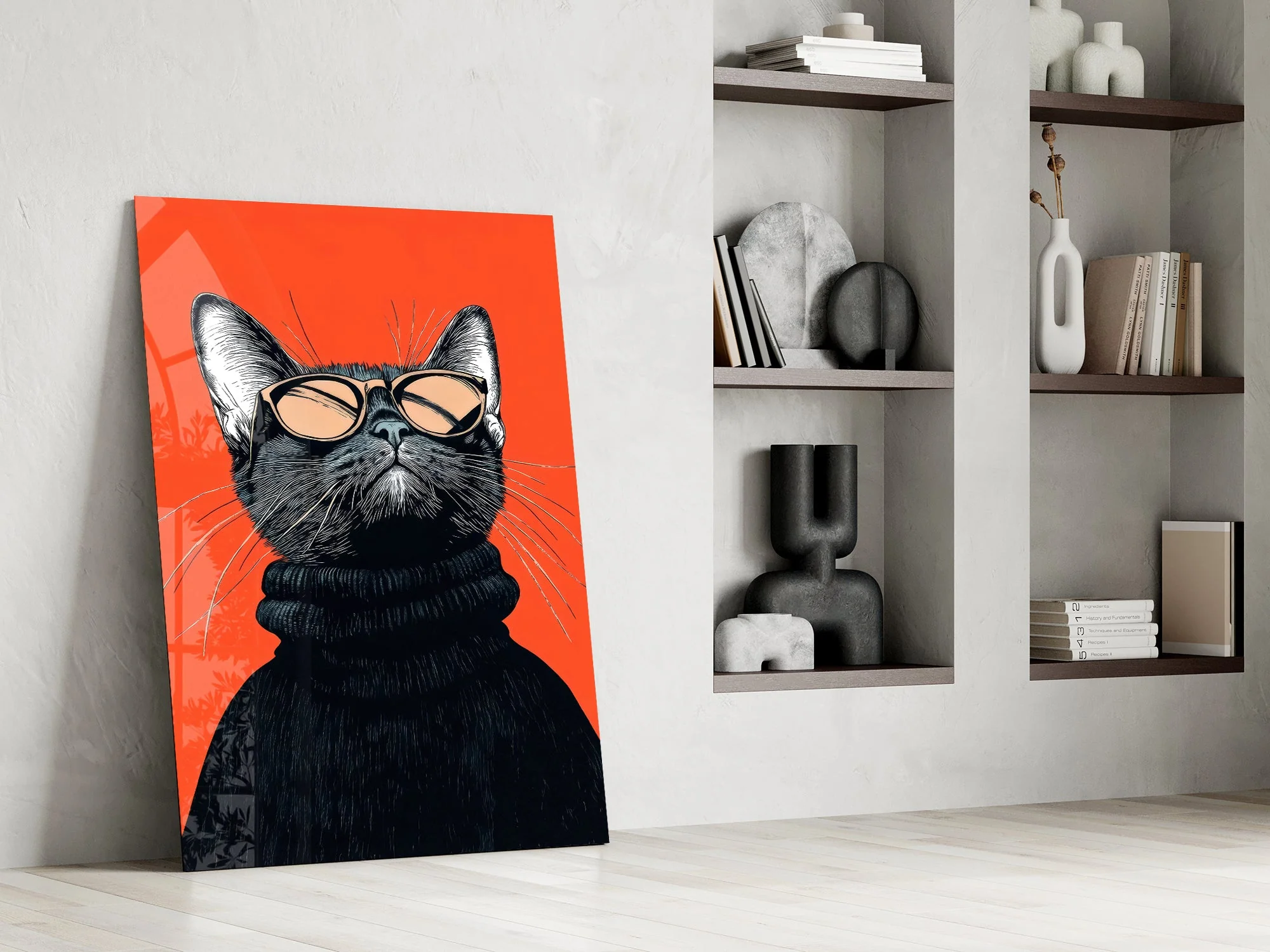 Sophisticated Cool Cat Glass Wall Art - Image 7
