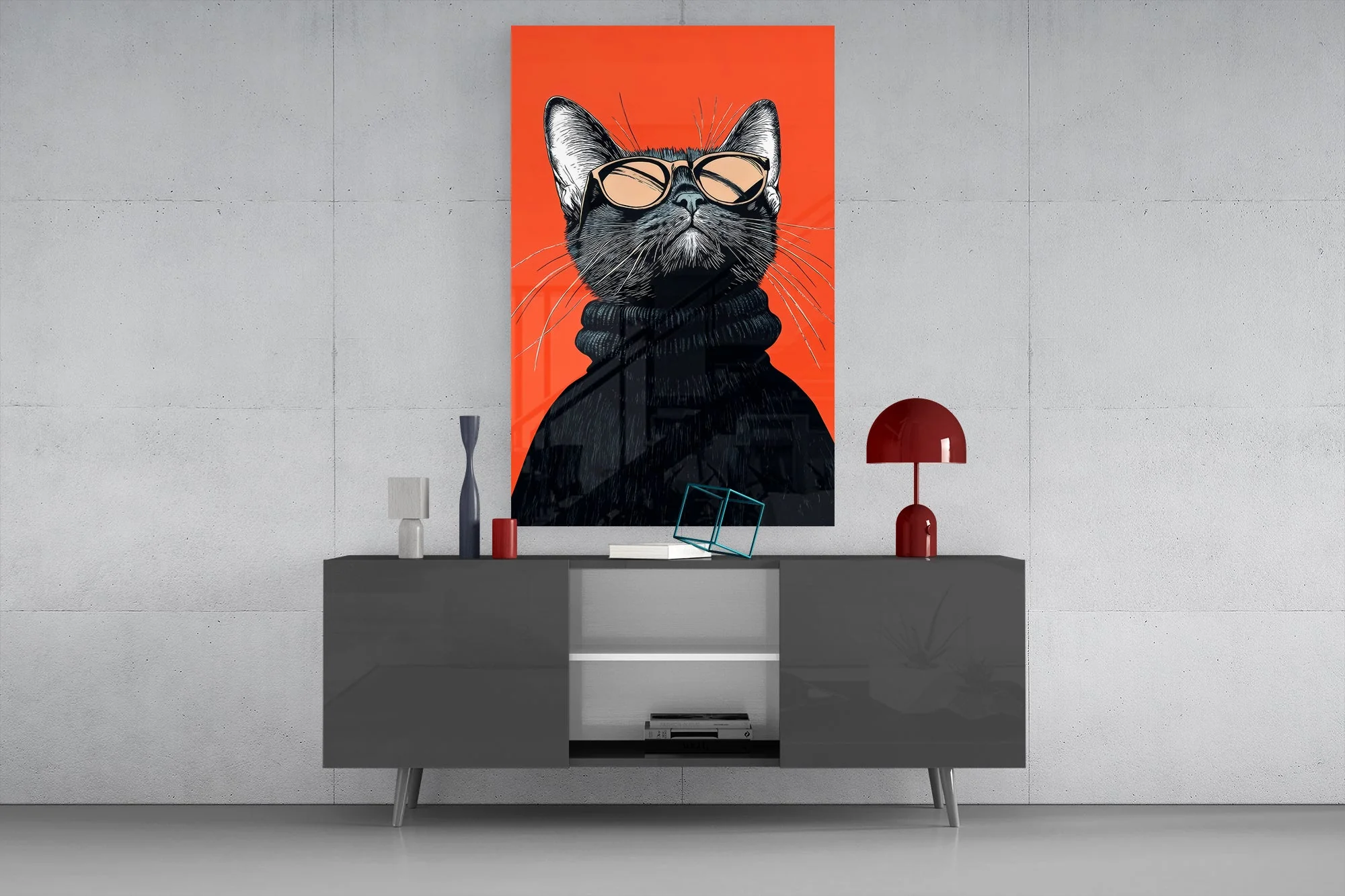 Sophisticated Cool Cat Glass Wall Art - Image 8