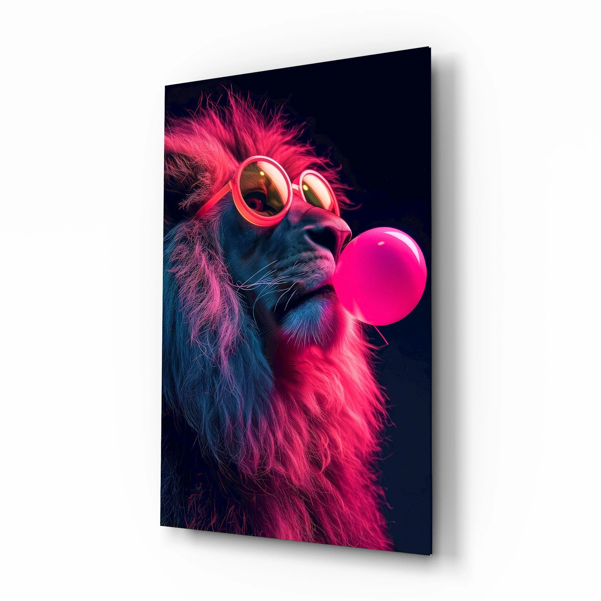 Neon Rebel Lion Glass Wall Art