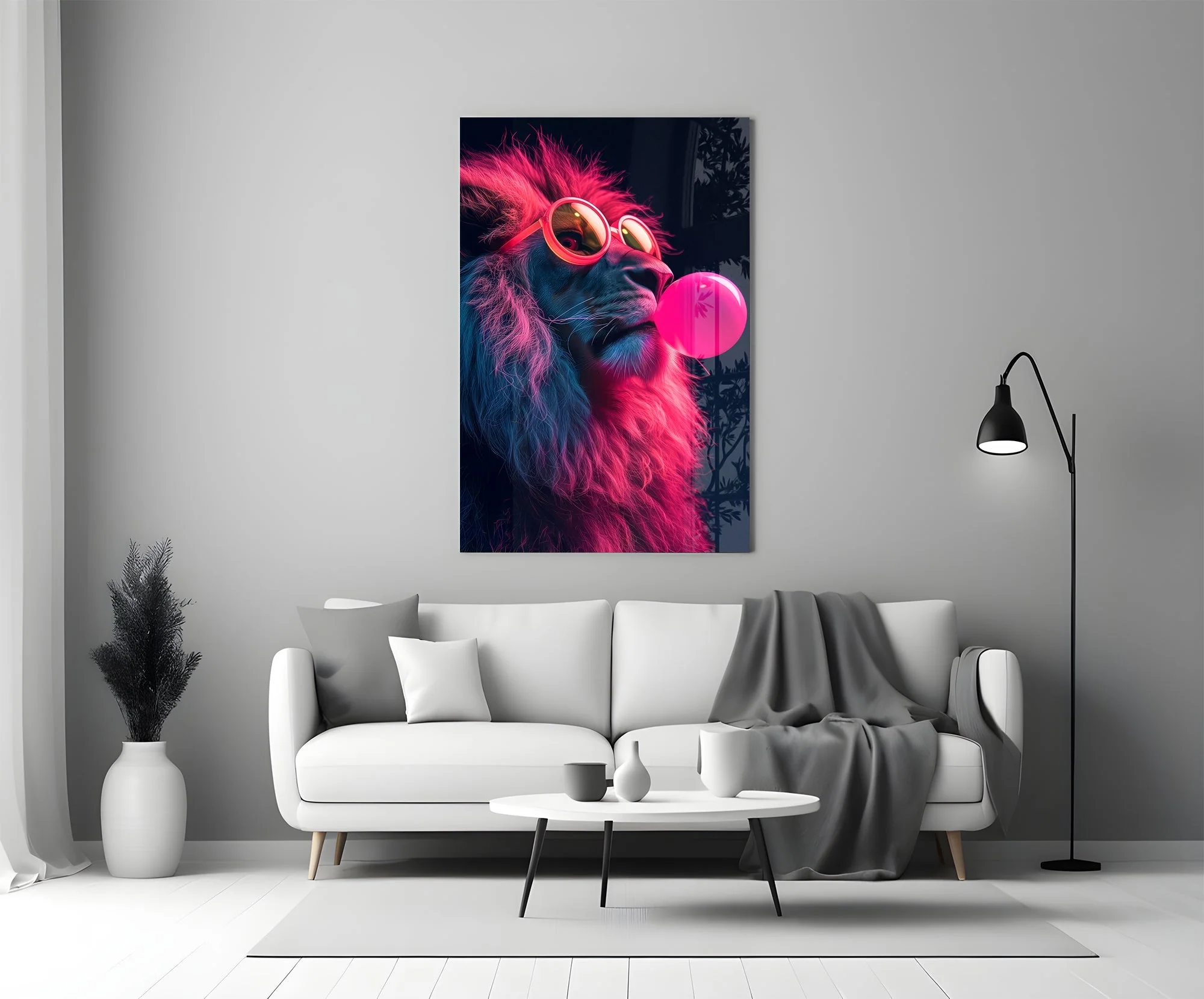 Neon Rebel Lion Glass Wall Art - Image 5