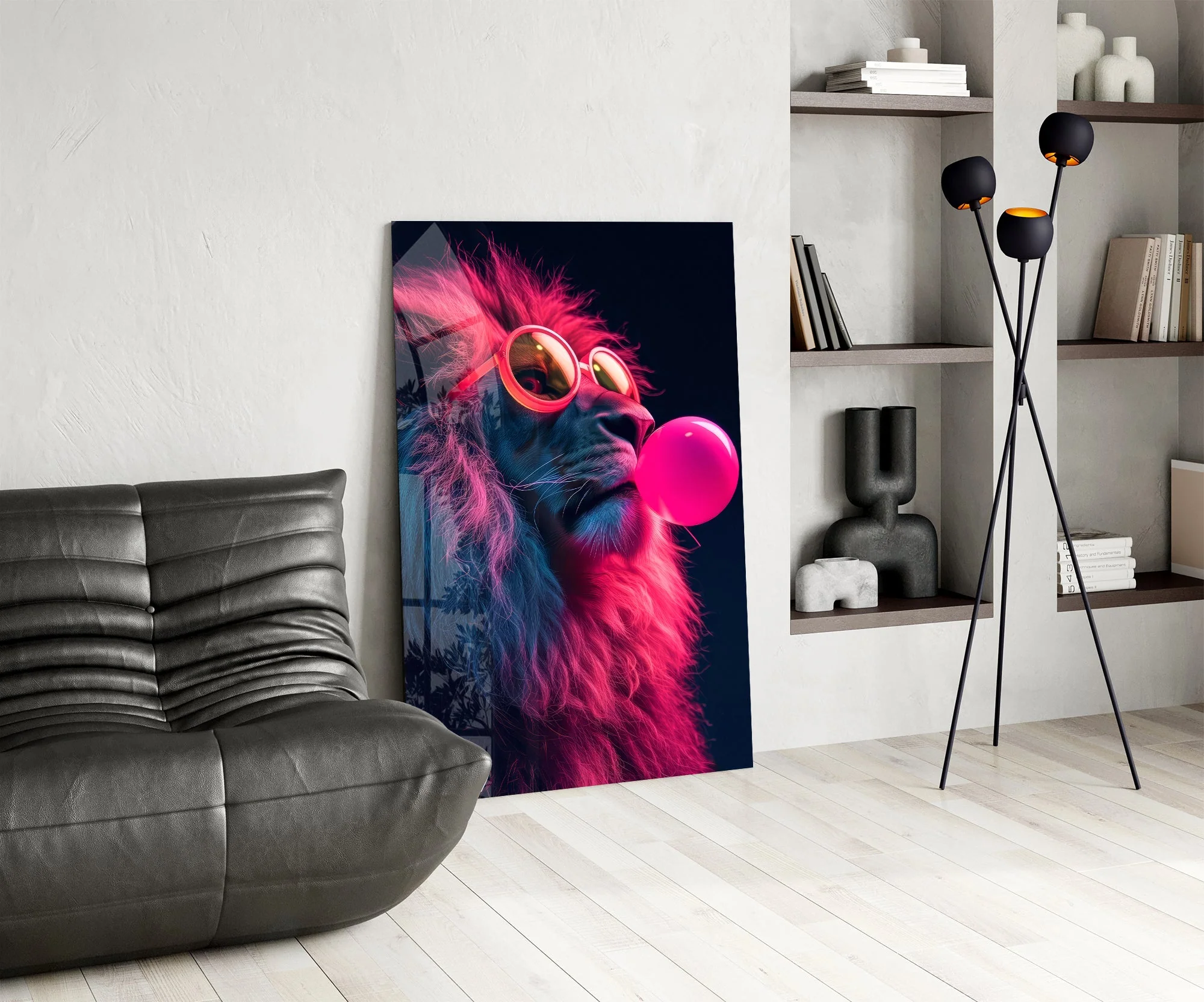 Neon Rebel Lion Glass Wall Art - Image 6