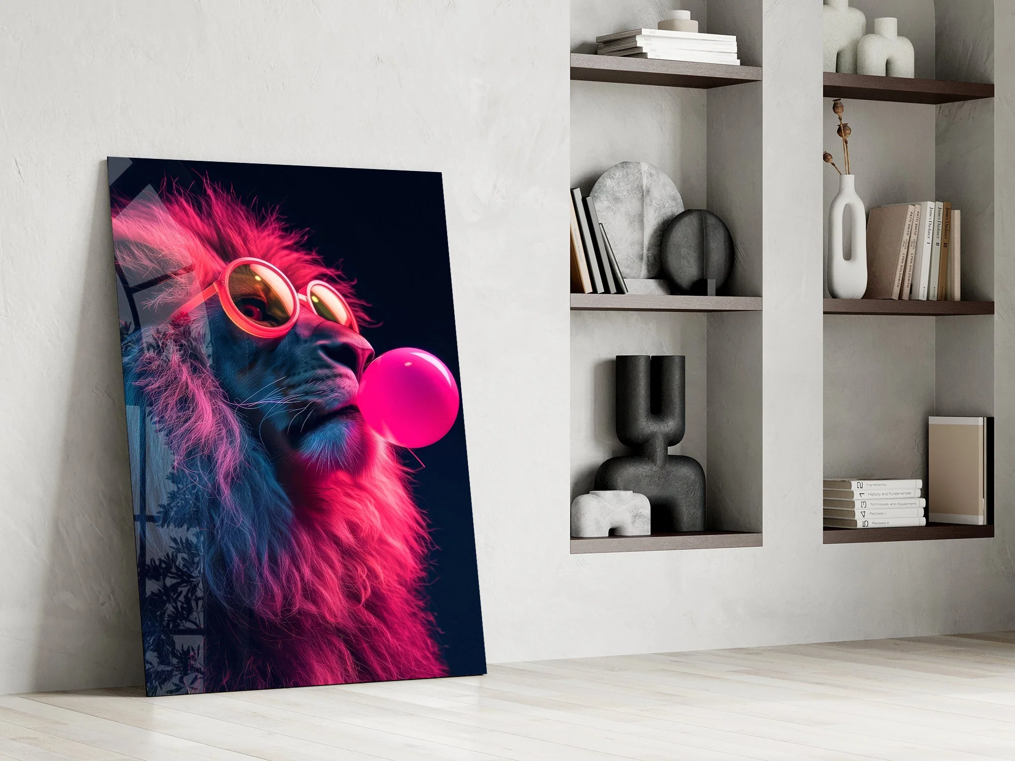 Neon Rebel Lion Glass Wall Art - Image 7