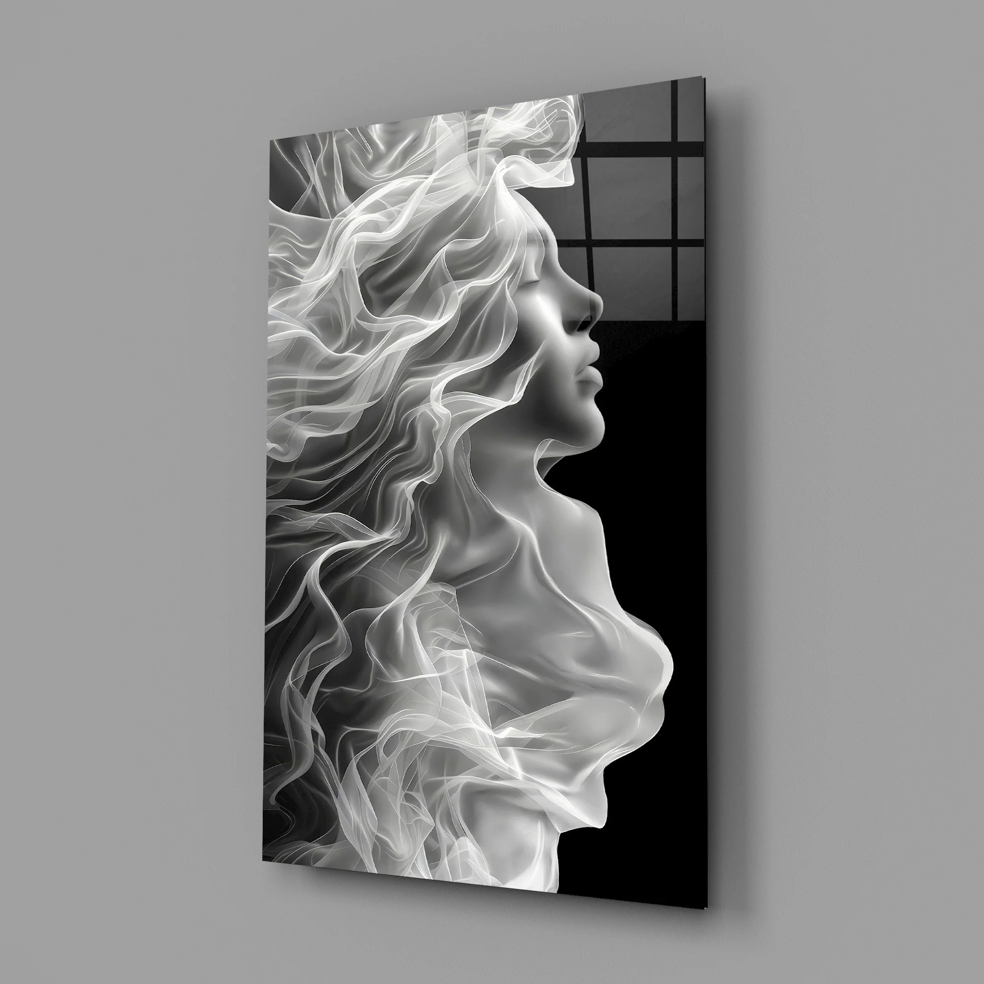 Ethereal Smoke Portrait Glass Wall Art - Image 2