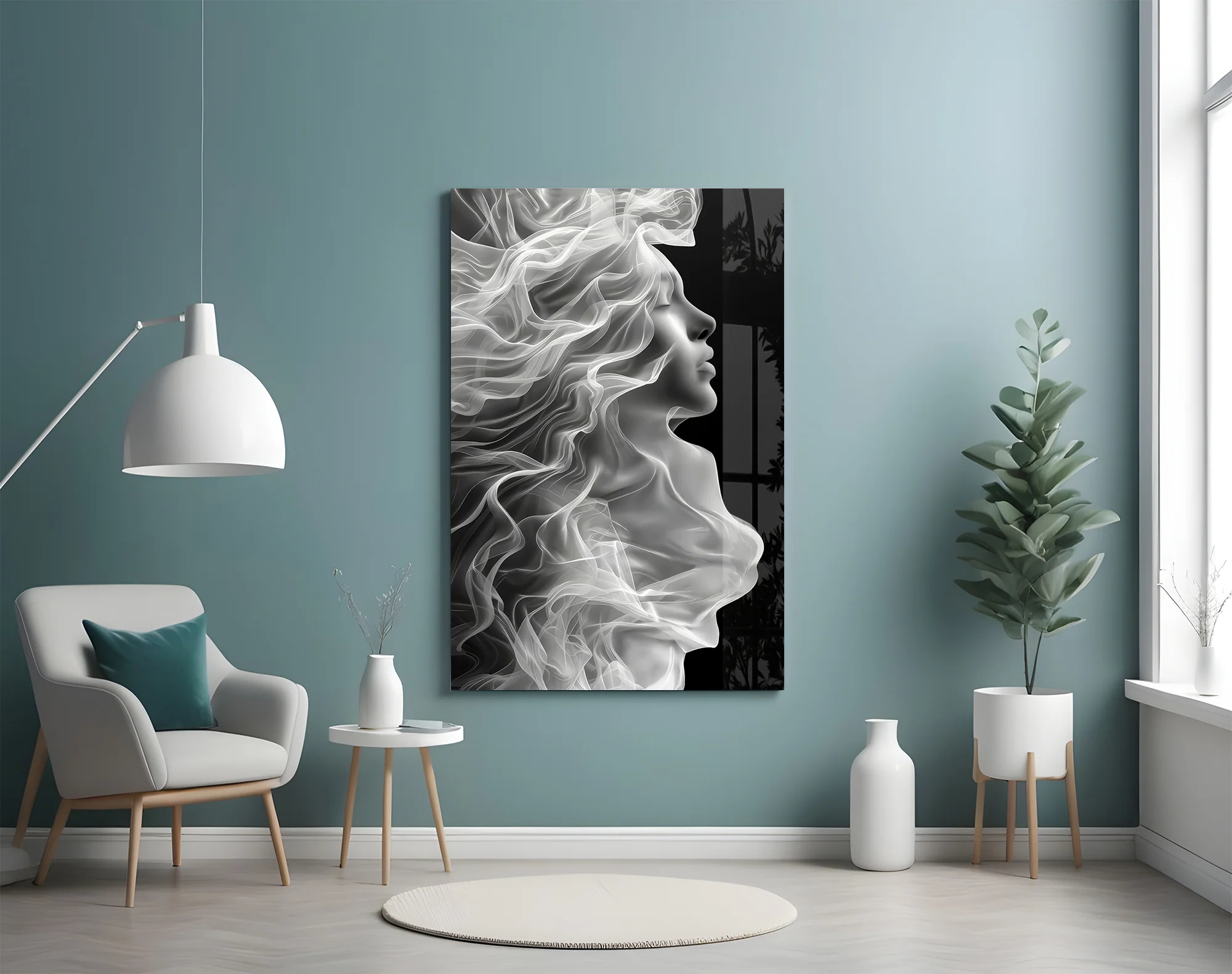 Ethereal Smoke Portrait Glass Wall Art - Image 4