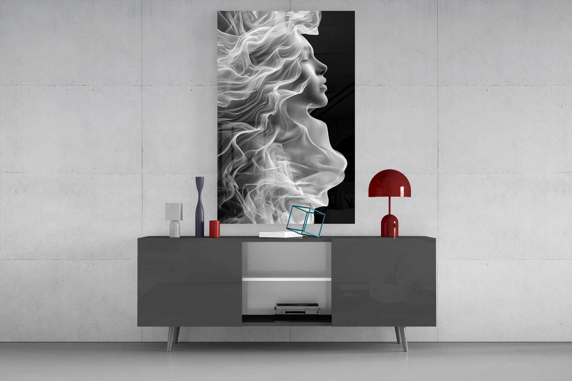 Ethereal Smoke Portrait Glass Wall Art - Image 8