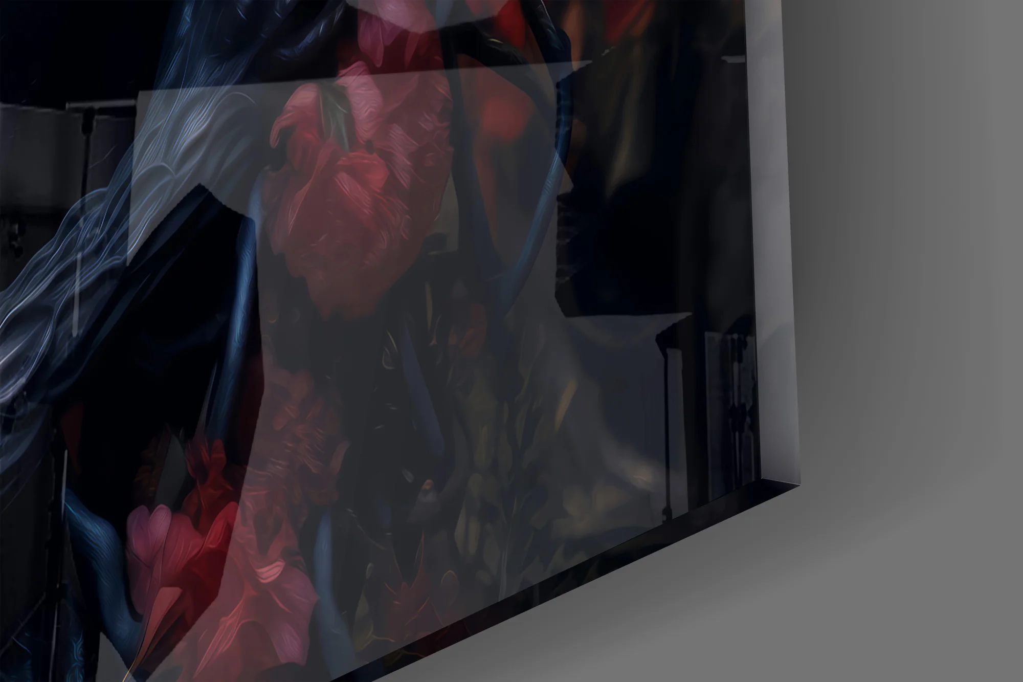 Dark Romance Blossoms Glass Wall Art - Image 3