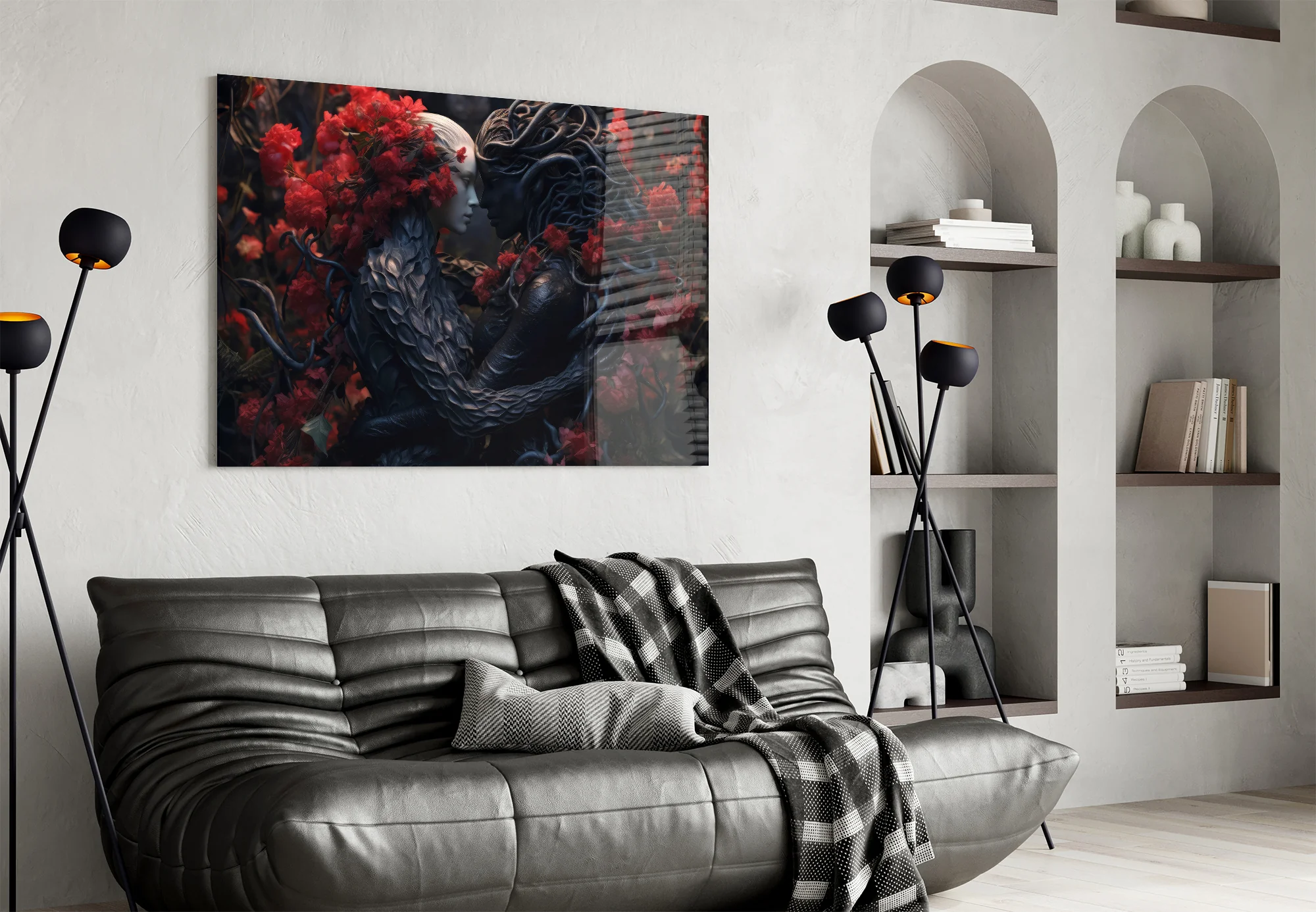 Dark Romance Blossoms Glass Wall Art - Image 4