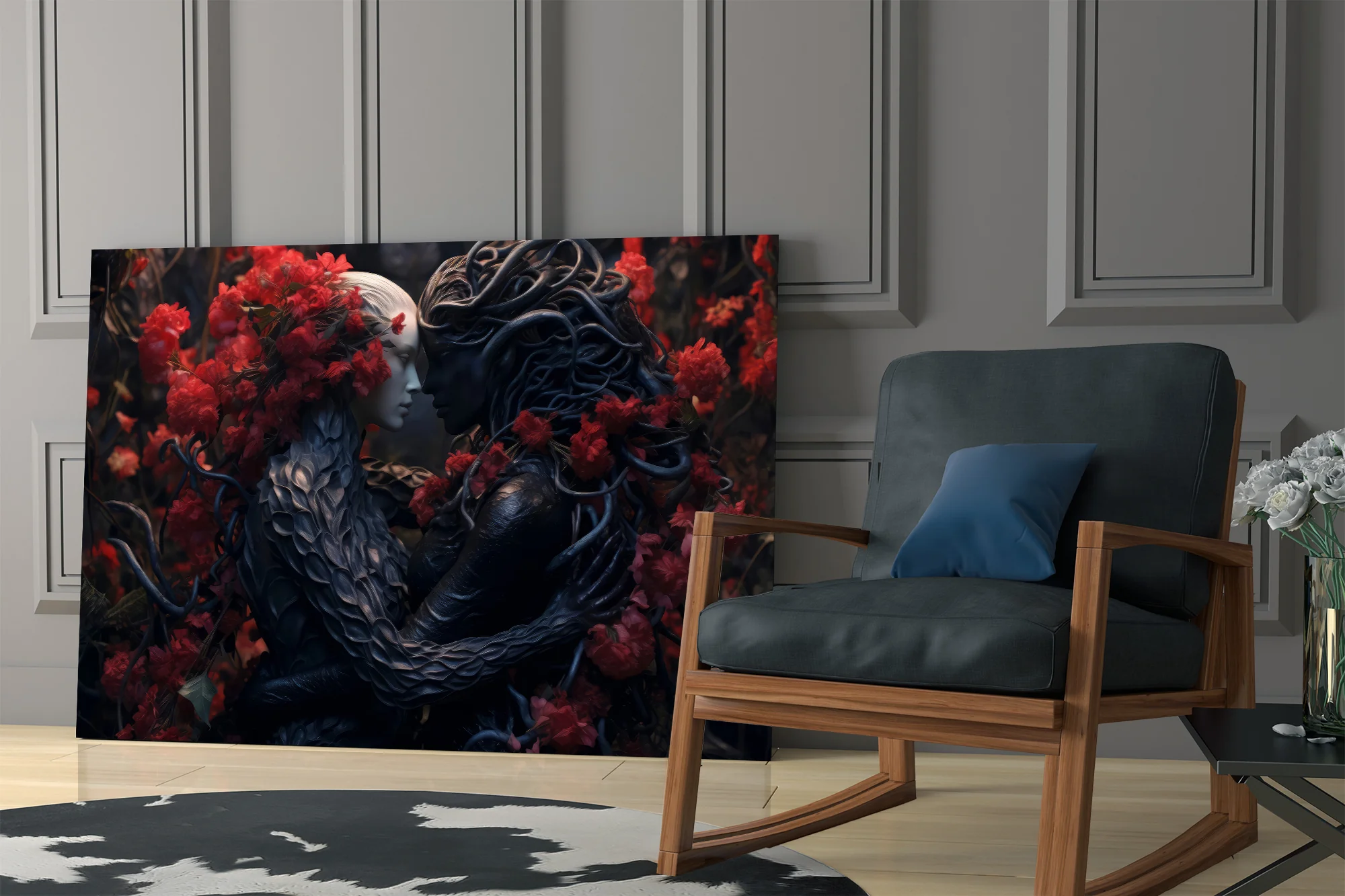 Dark Romance Blossoms Glass Wall Art - Image 7