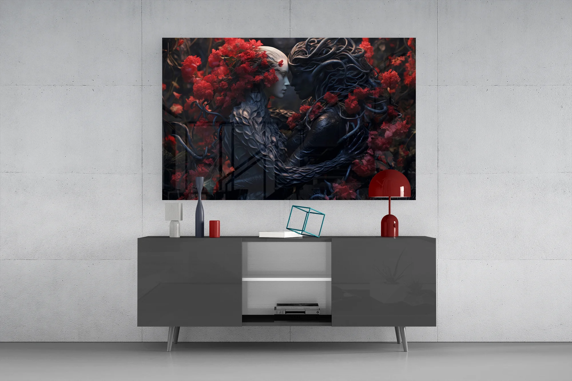 Dark Romance Blossoms Glass Wall Art - Image 8