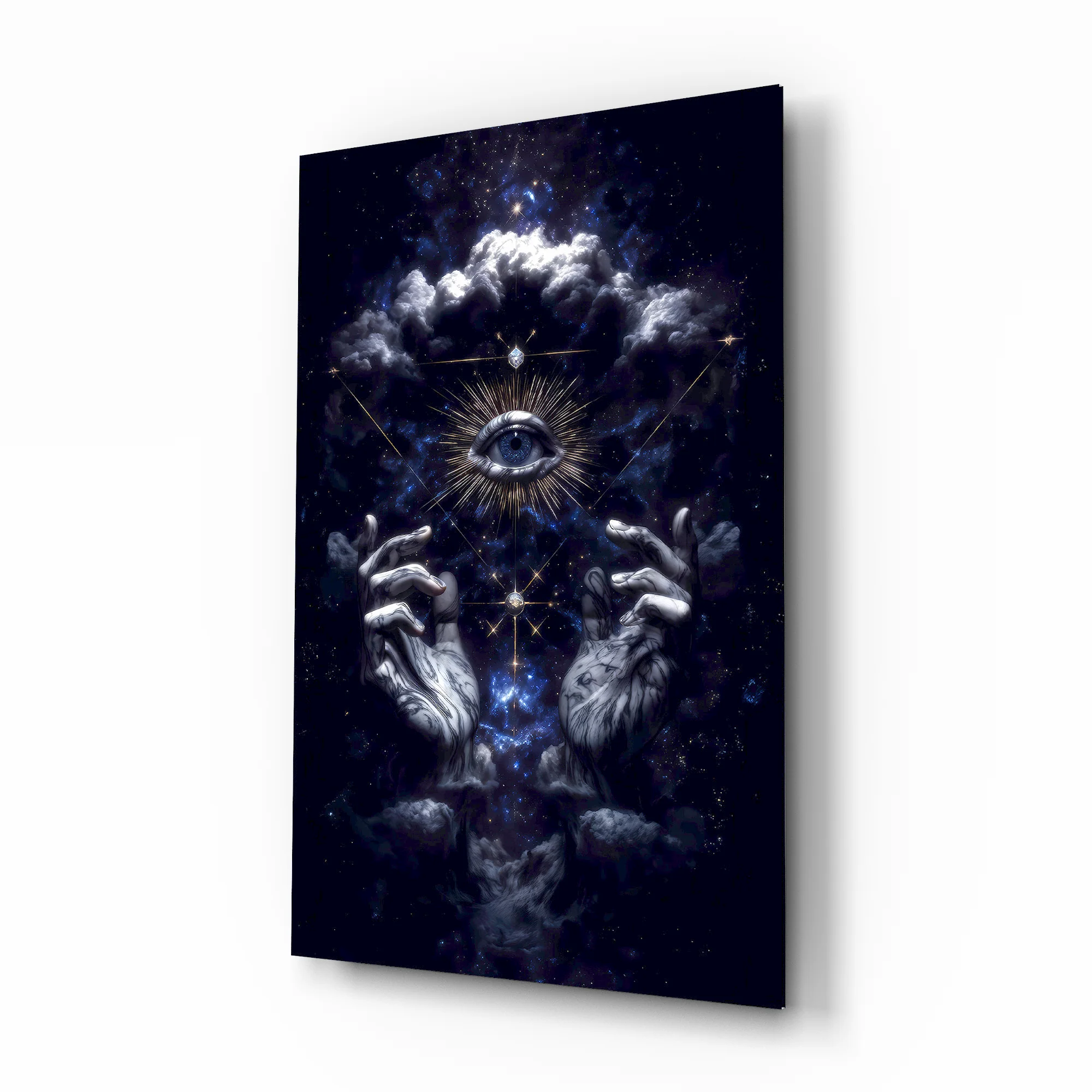 Cosmic Hands Reveal All Glass Wall Art