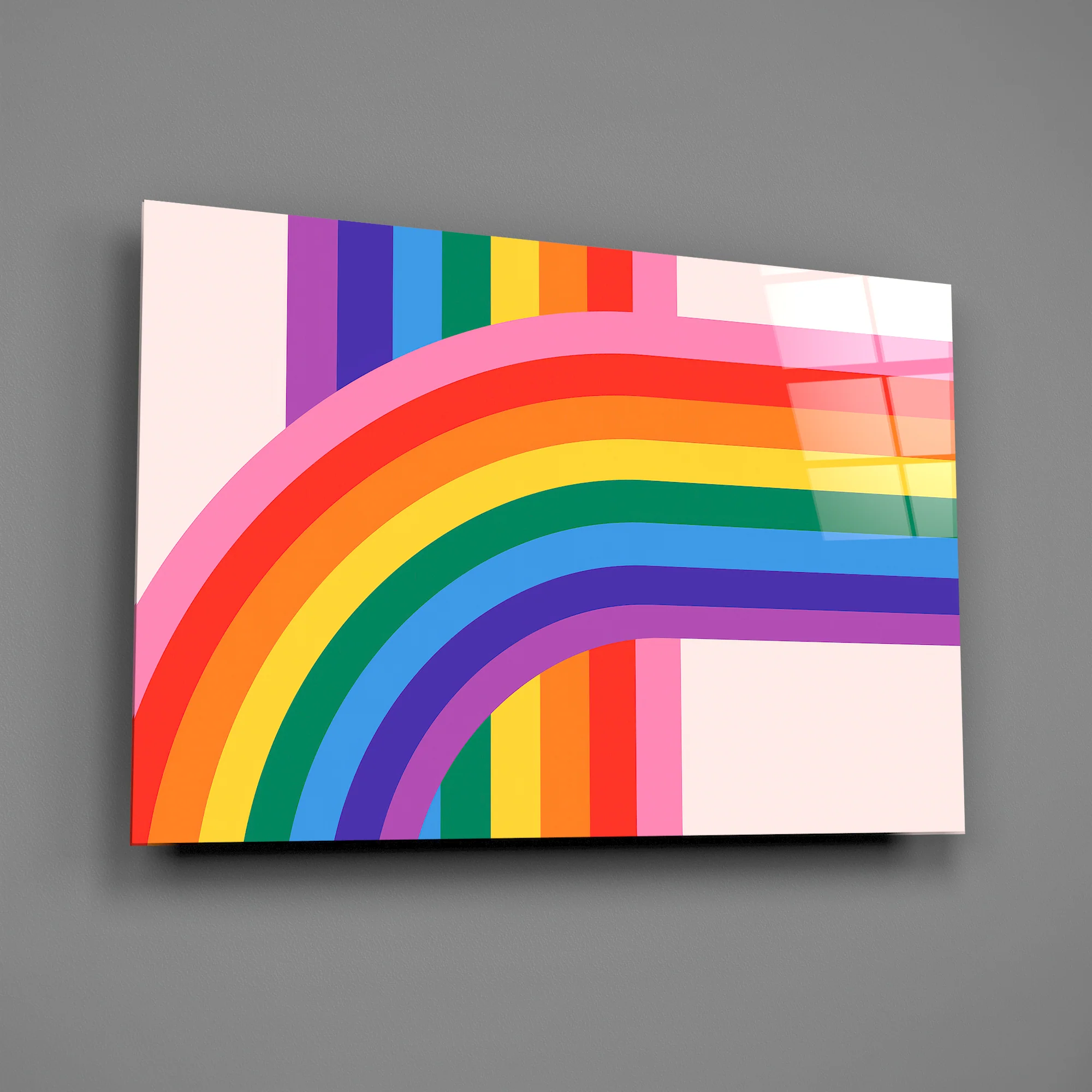 Colorful Rainbow Stripes Glass Wall Art - Image 2