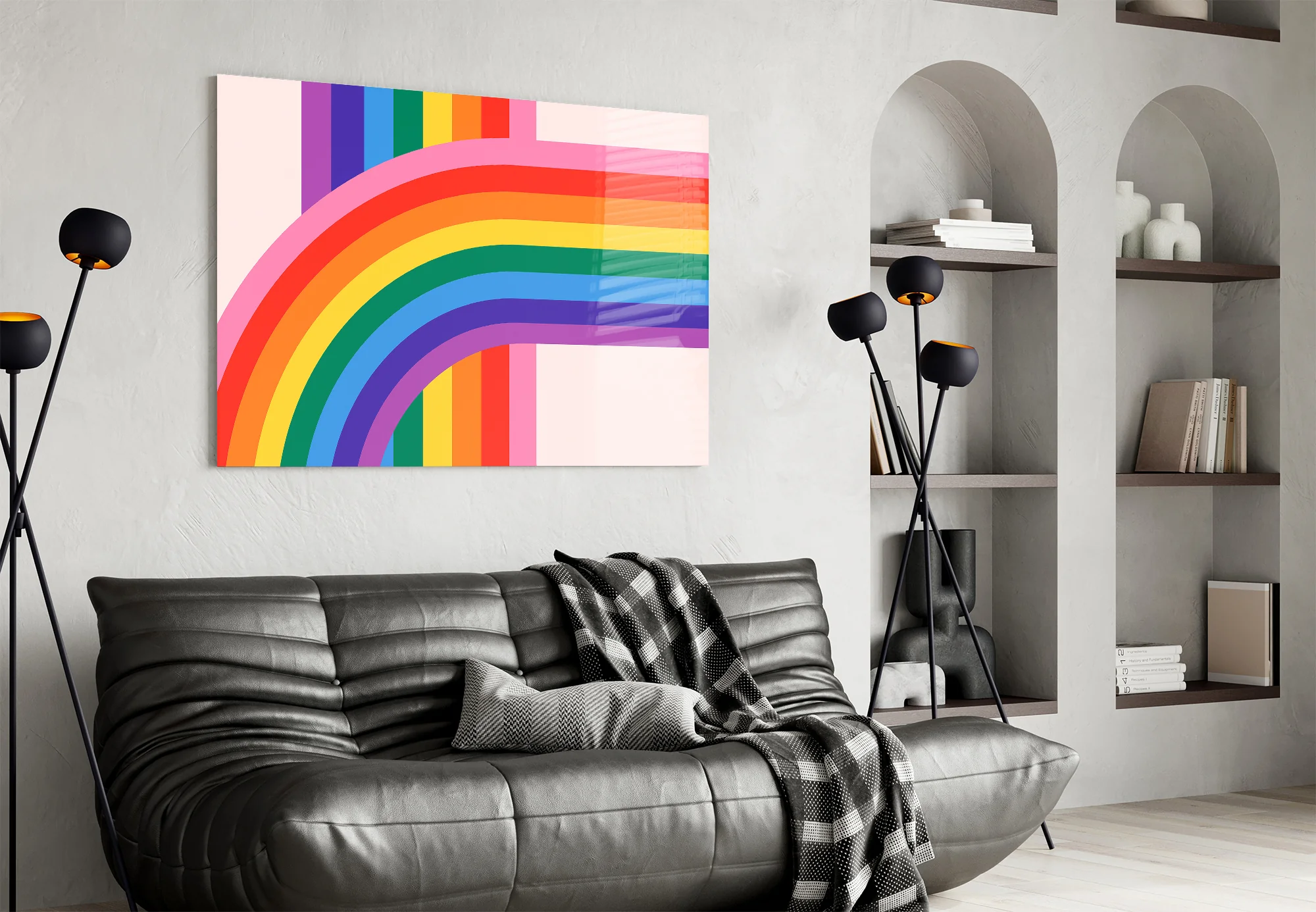 Colorful Rainbow Stripes Glass Wall Art - Image 4